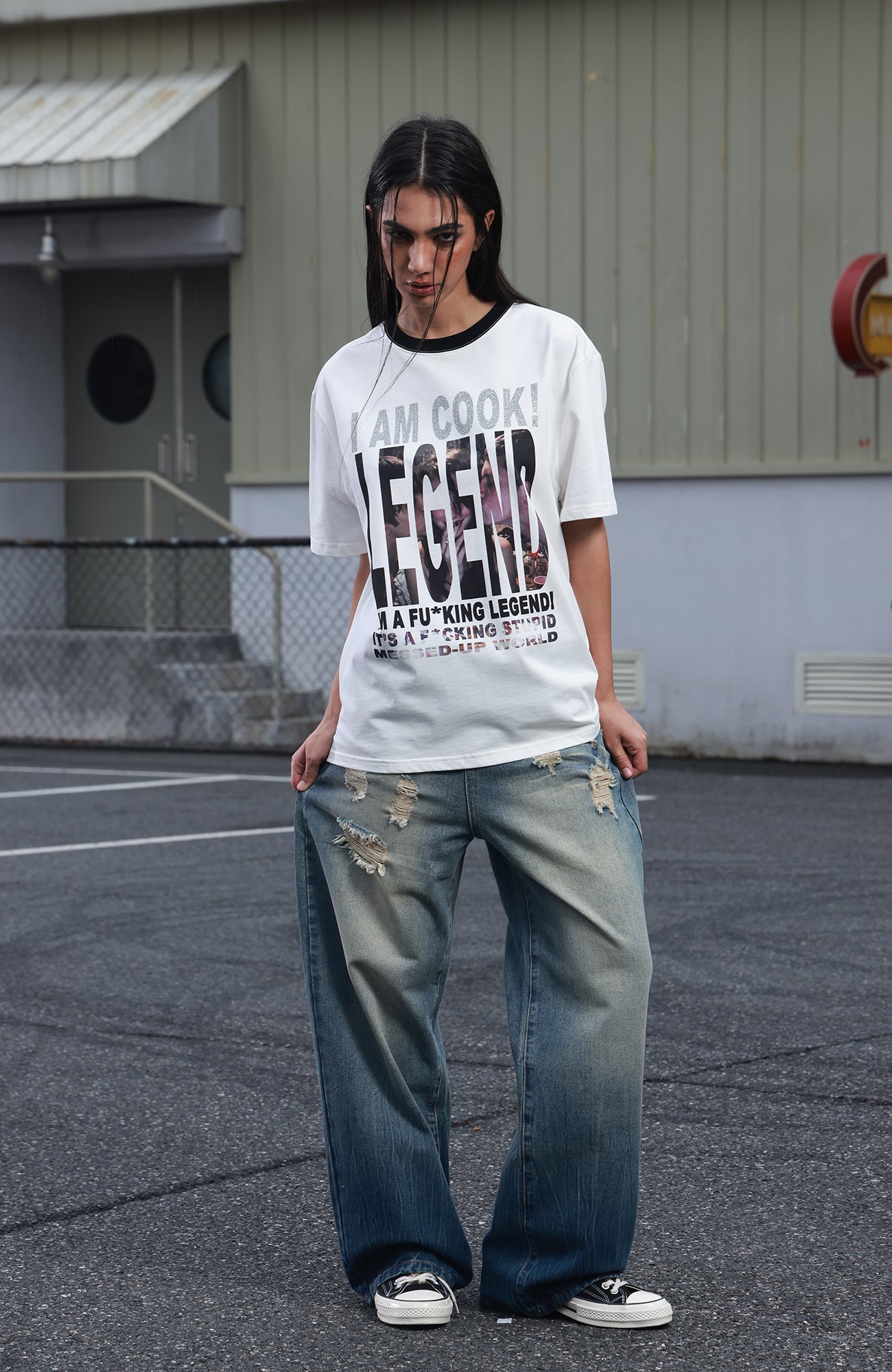 SAVAGEGROWTHWORLD Glitter Slogan Graphic Tee