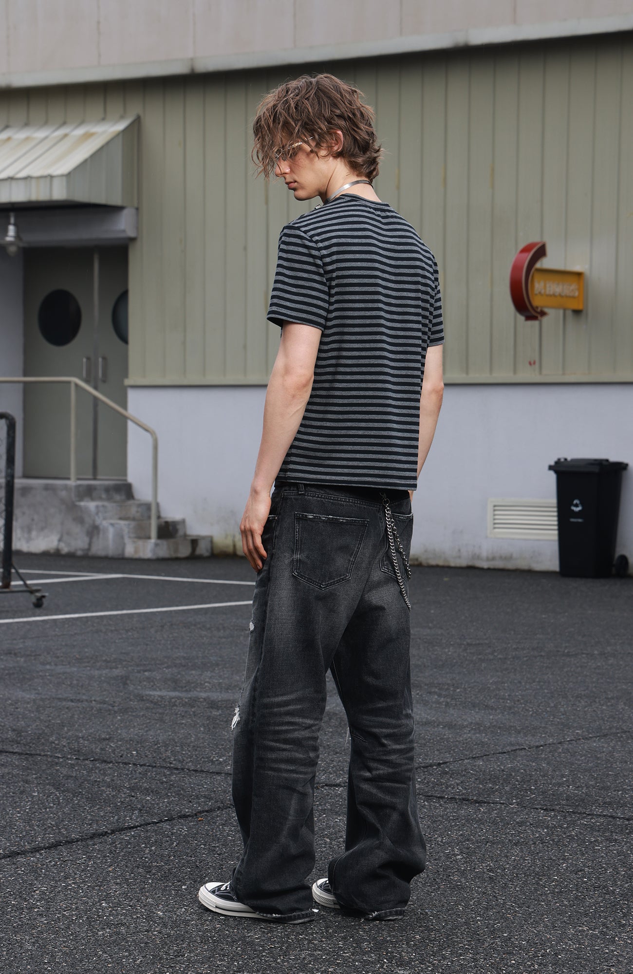 SAVAGEGROWTHWORLD Silver Foil Graphic Stripe T-Shirt