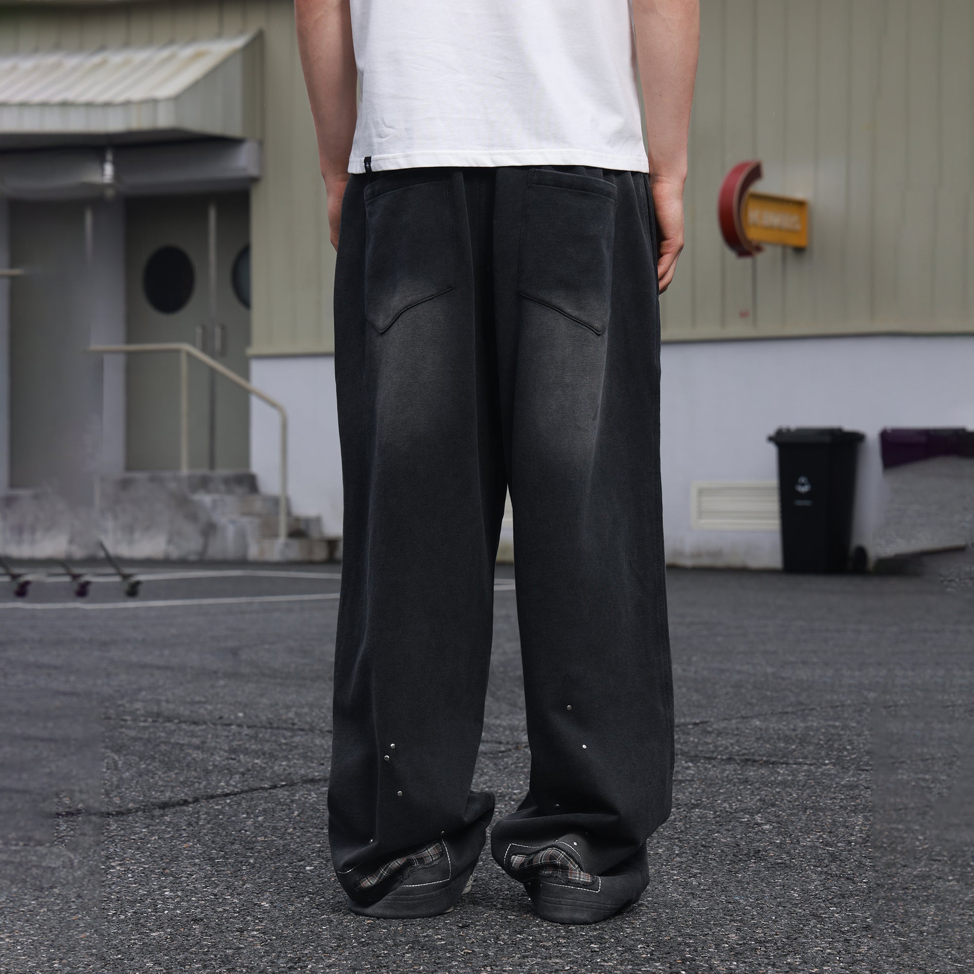 SAVAGEGROWTHWORLD Studded Plaid Panel Sweatpants