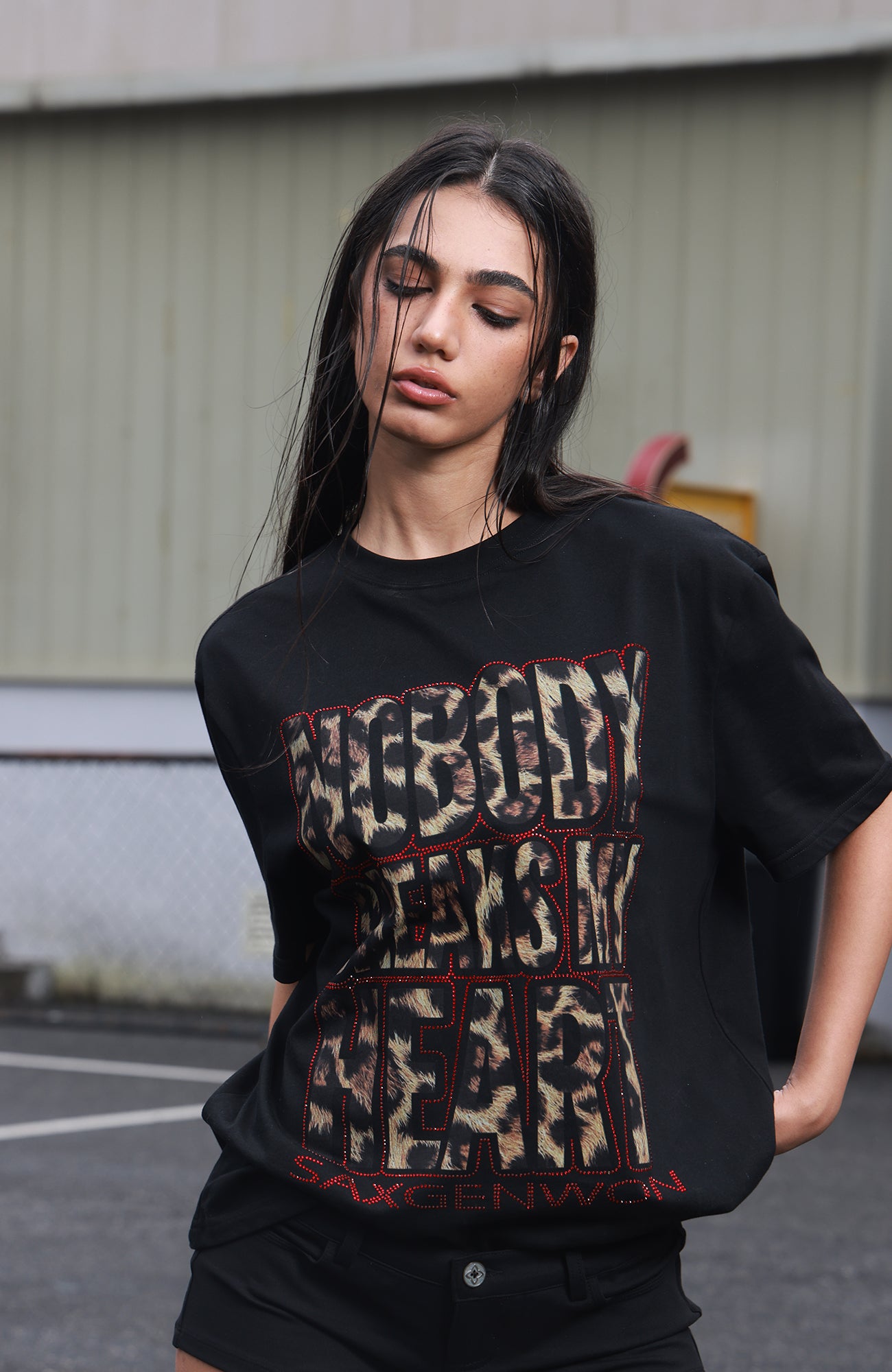 SAVAGEGROWTHWORLD Leopard Diamond Graphic T-Shirt