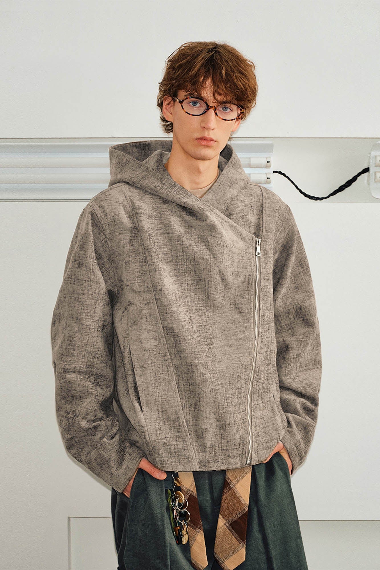 KREATE Asymmetrical Zipper Hooded Jacket, premium urban and streetwear designers apparel on PROJECTISR.com, KREATE