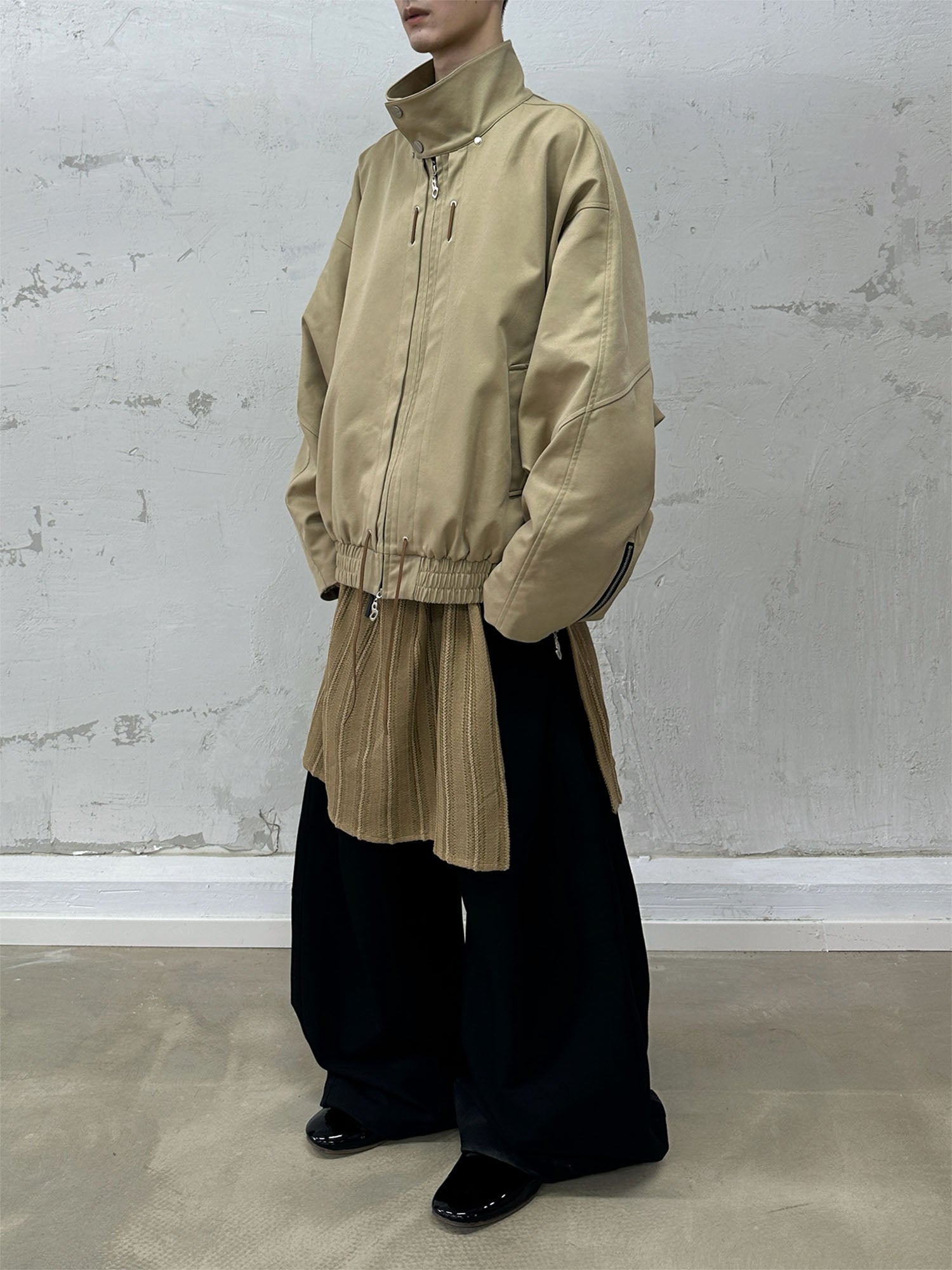 RELABEL Detachable Hood Batwing Sleeve Jacket Yellow