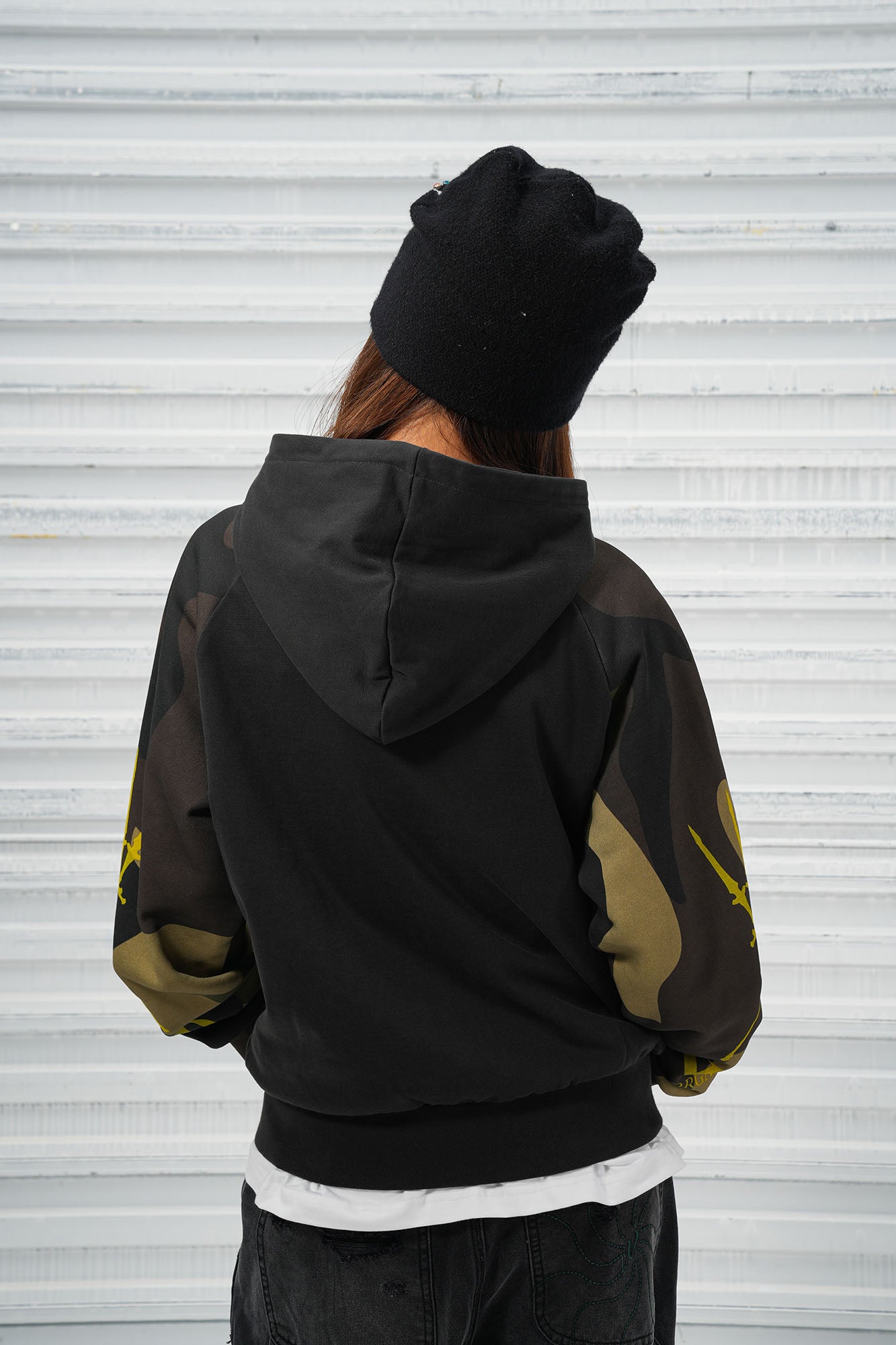 VINKID Camo Raglan Rivet Hooded Jacket, premium urban and streetwear designers apparel on PROJECTISR.com, VINKID
