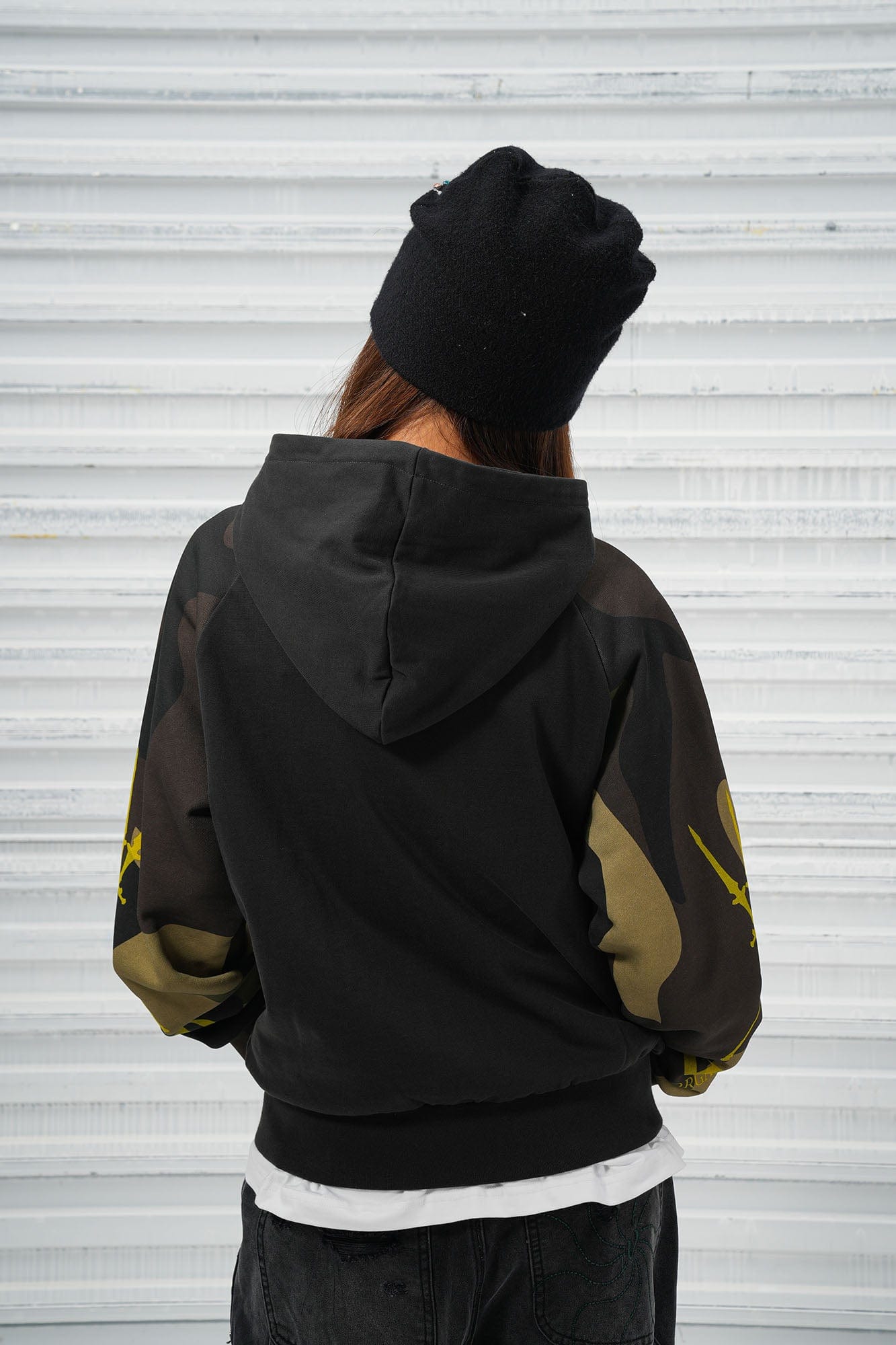 VINKID Camo Raglan Rivet Hooded Jacket, premium urban and streetwear designers apparel on PROJECTISR.com, VINKID