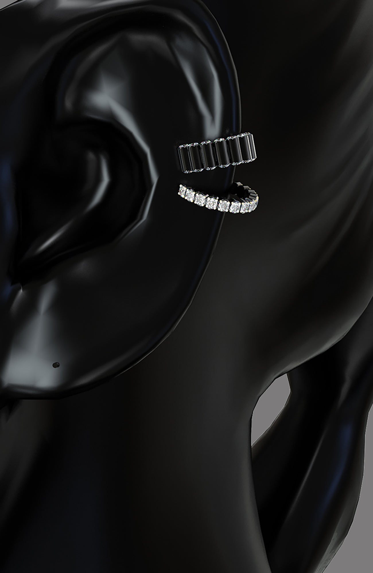 YURITAN Stacked Tube Diamond Ear Cuff