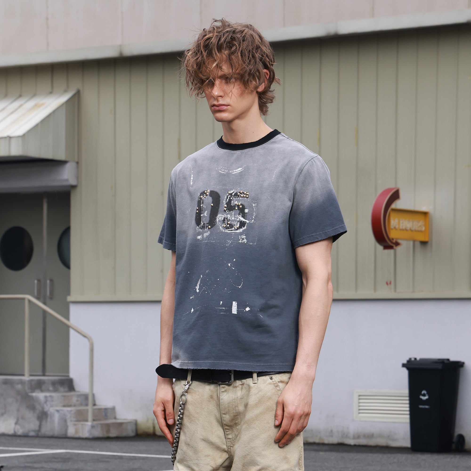SAVAGEGROWTHWORLD Studded Distressed Graphic T-Shirt