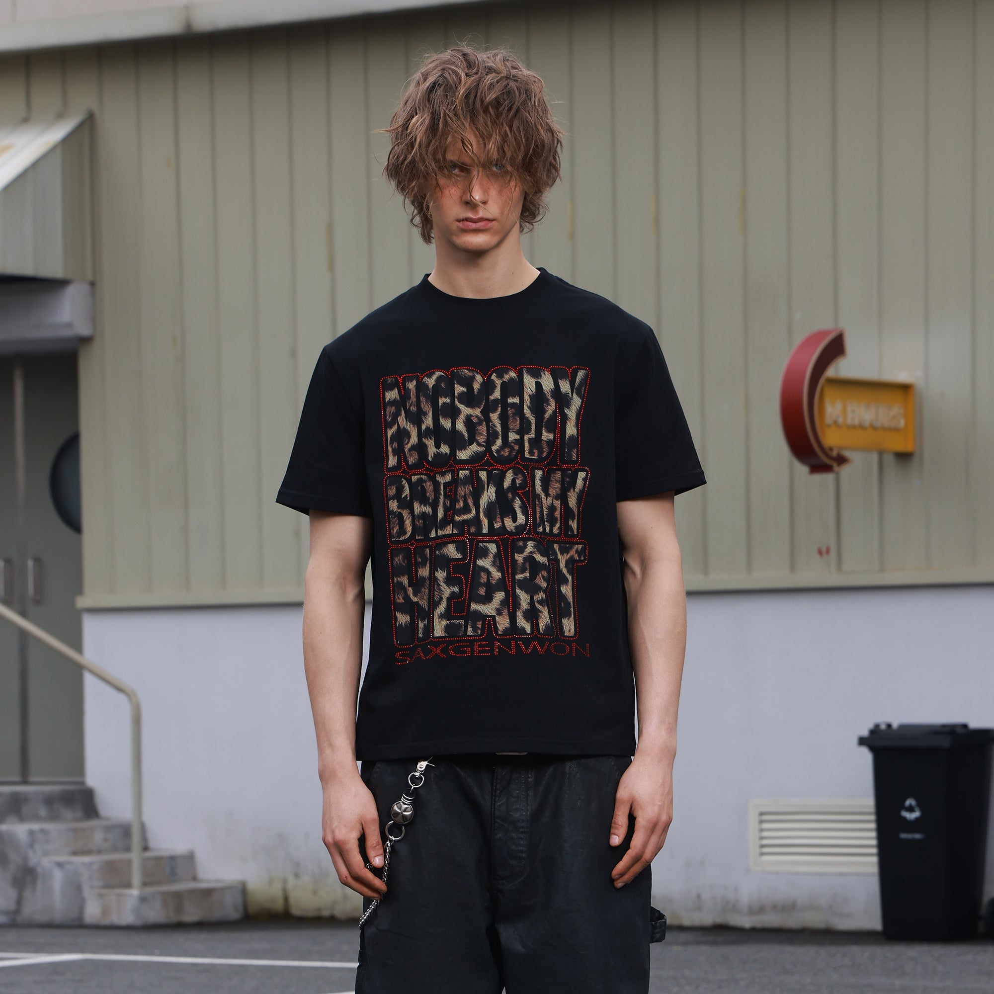 SAVAGEGROWTHWORLD Leopard Diamond Graphic T-Shirt
