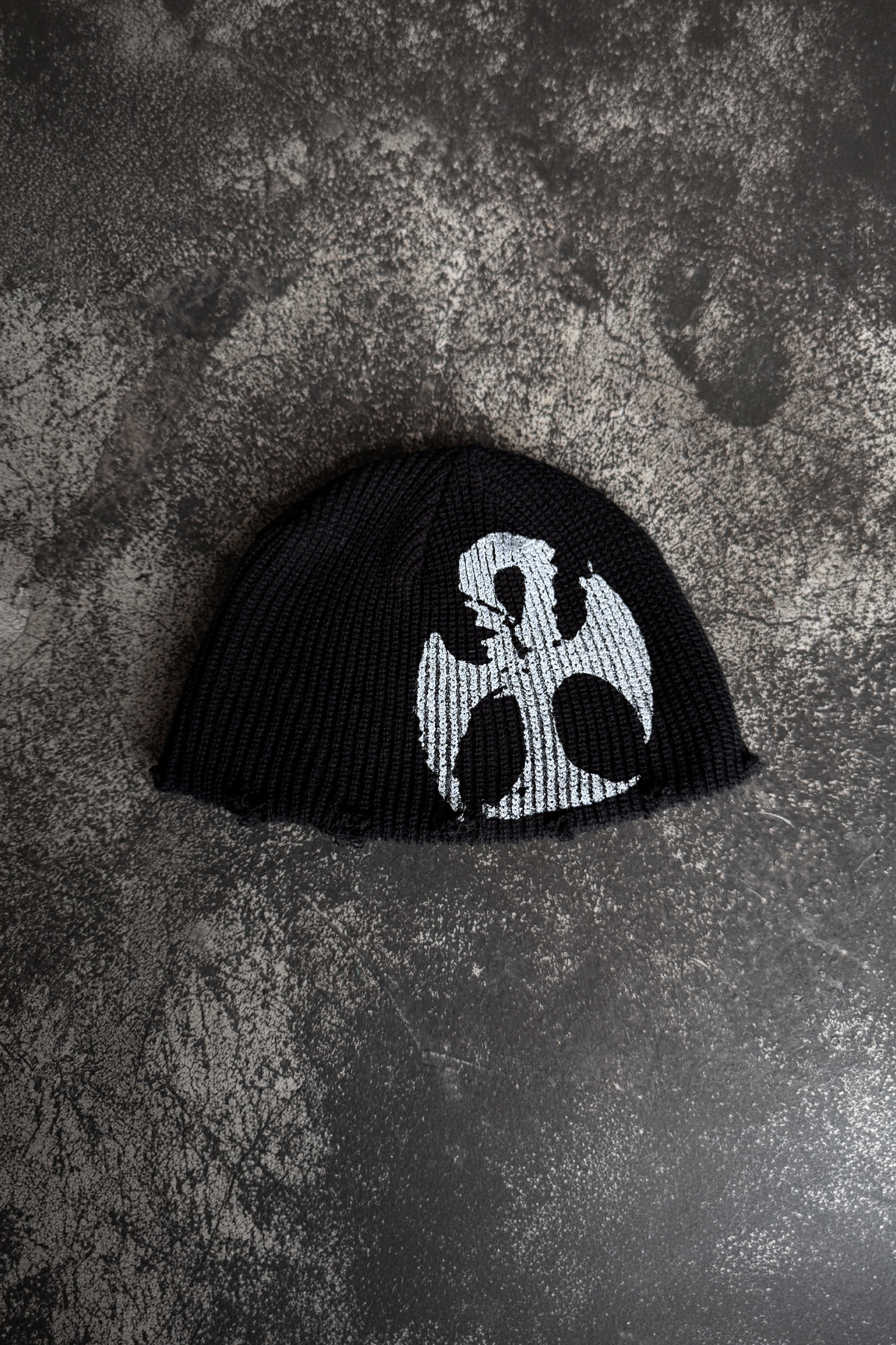 ANTI WAR REVIVAL Jacquard Cross Embroidered Knit Beanie