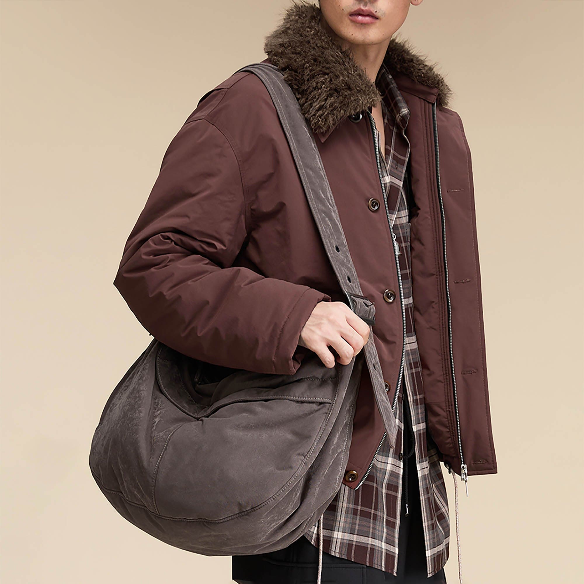 OPICLOTH Distressed Velvet Hobo Bag, premium urban and streetwear designers apparel on PROJECTISR.com, OPICLOTH