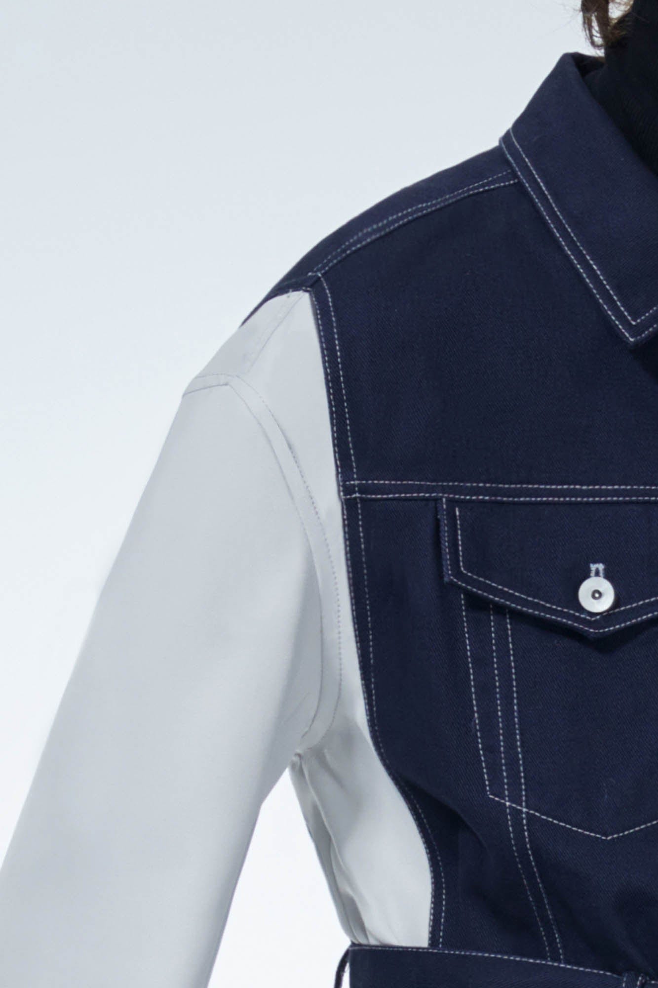 LOSTNFOUND Spliced Stitch Strappy Jacket, premium urban and streetwear designers apparel on PROJECTISR.com, LOSTNFOUND