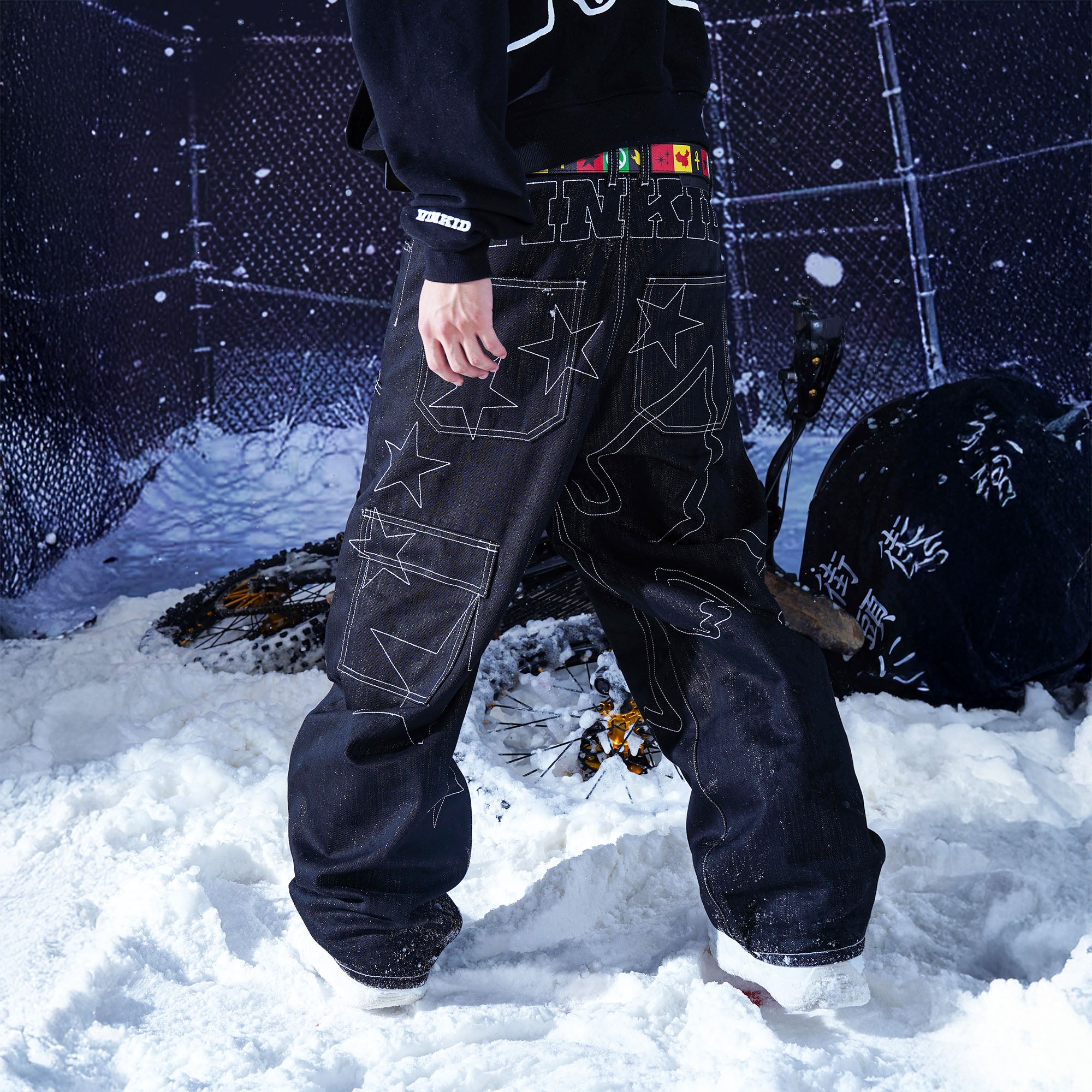 VINKID Star & Dove Contrast Stitch Baggy Jeans