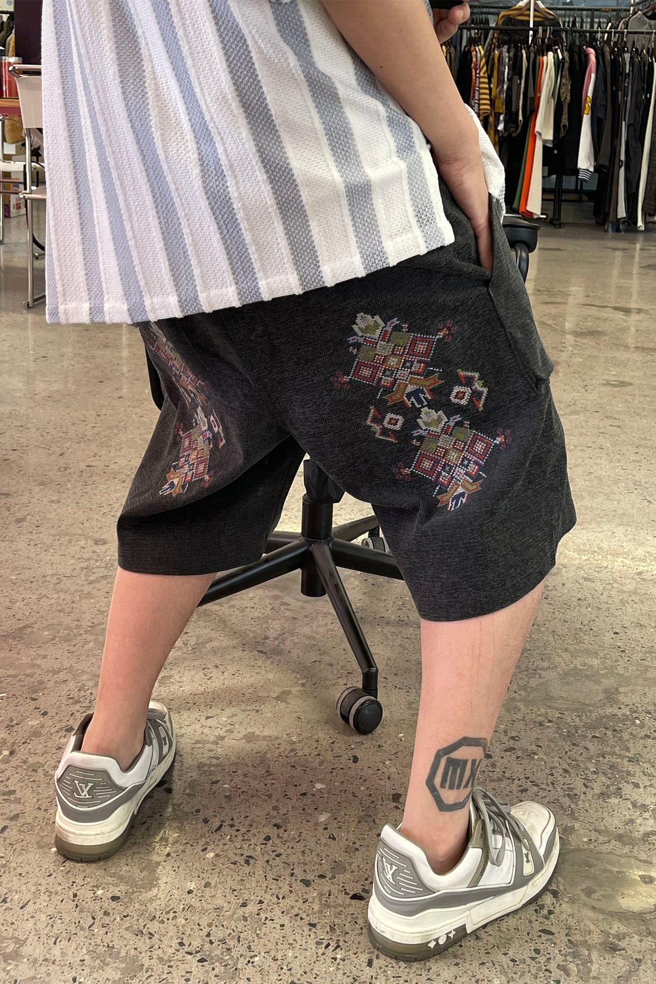 ME DA IGUAL Ethnic Embroidery Belted Shorts, premium urban and streetwear designers apparel on PROJECTISR.com, ME DA IGUAL