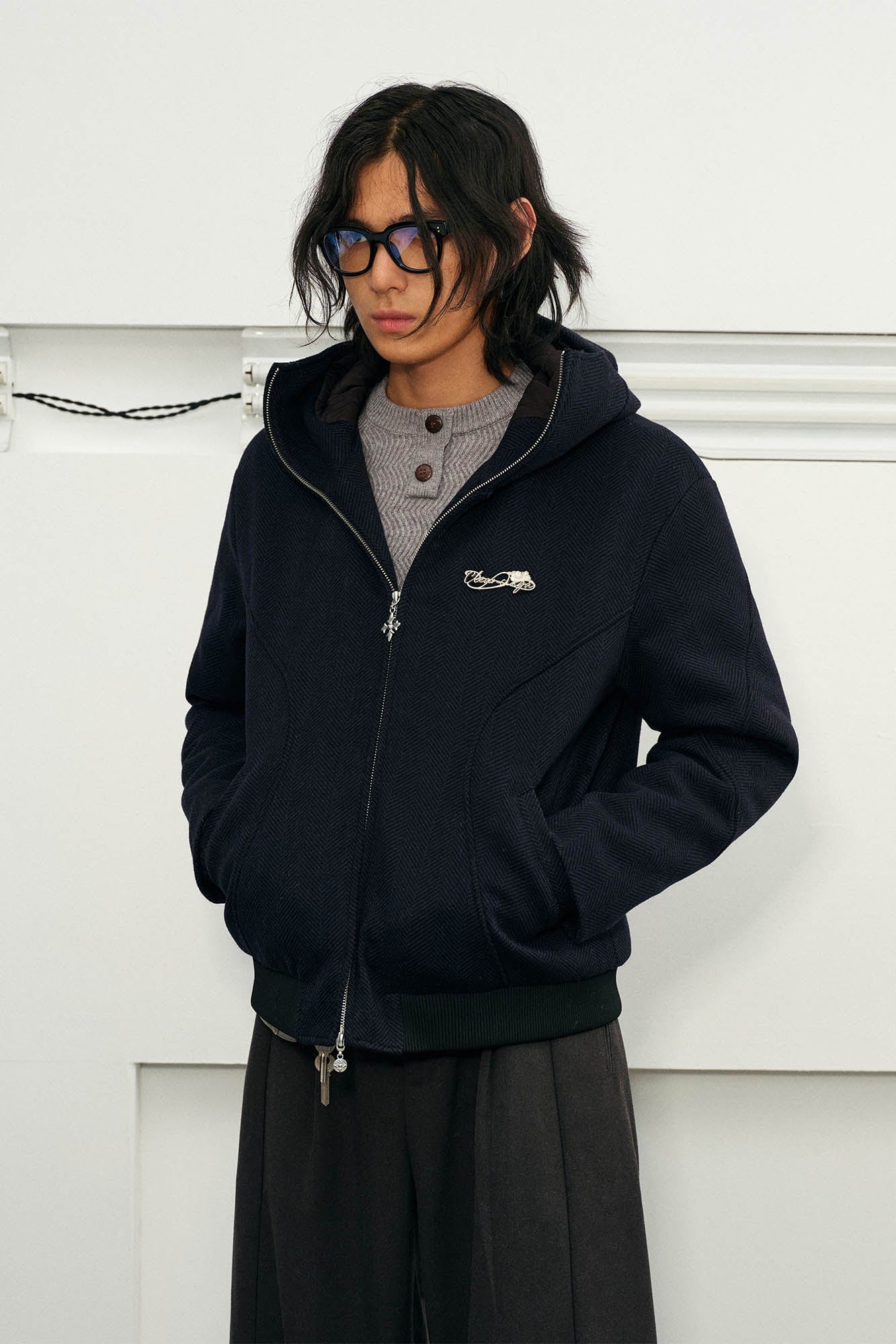 KREATE Herringbone Hooded Jacket, premium urban and streetwear designers apparel on PROJECTISR.com, KREATE