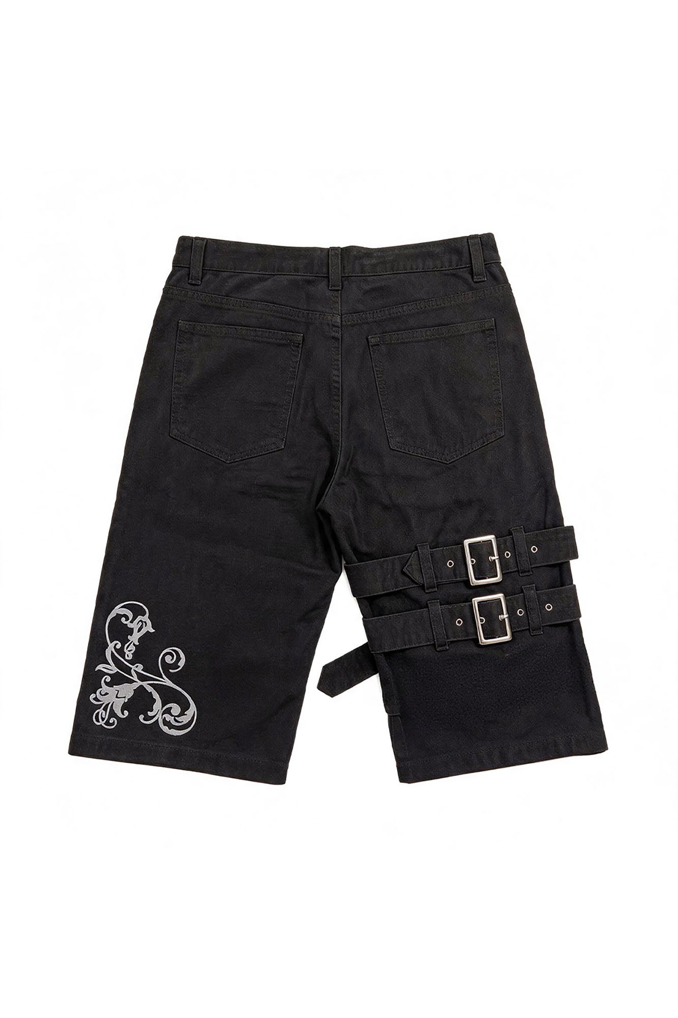 NOTHINGNESS WORLD Washed Buckle-Strap Cargo Shorts