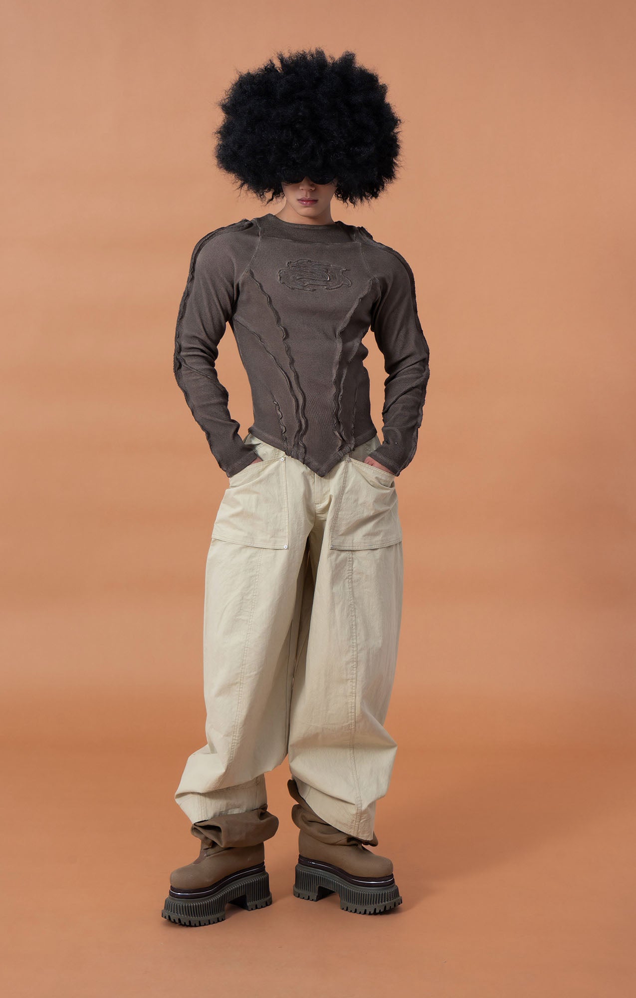 CLP Distressed Raw-Seam Paneled Long-Sleeve Tee, premium urban and streetwear designers apparel on PROJECTISR.com, CLP
