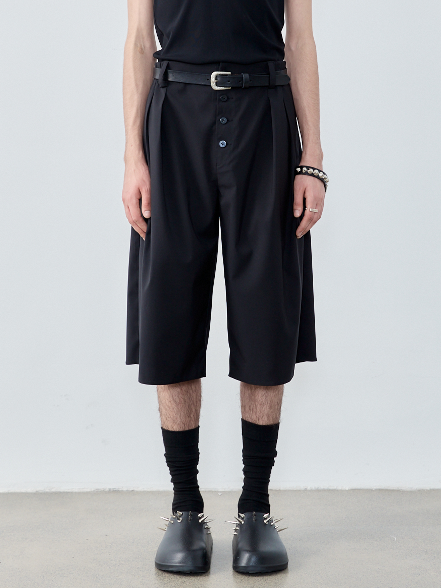 GRAINMUSTARD High-Waist Pleated Wool-Blend Cropped Trousers