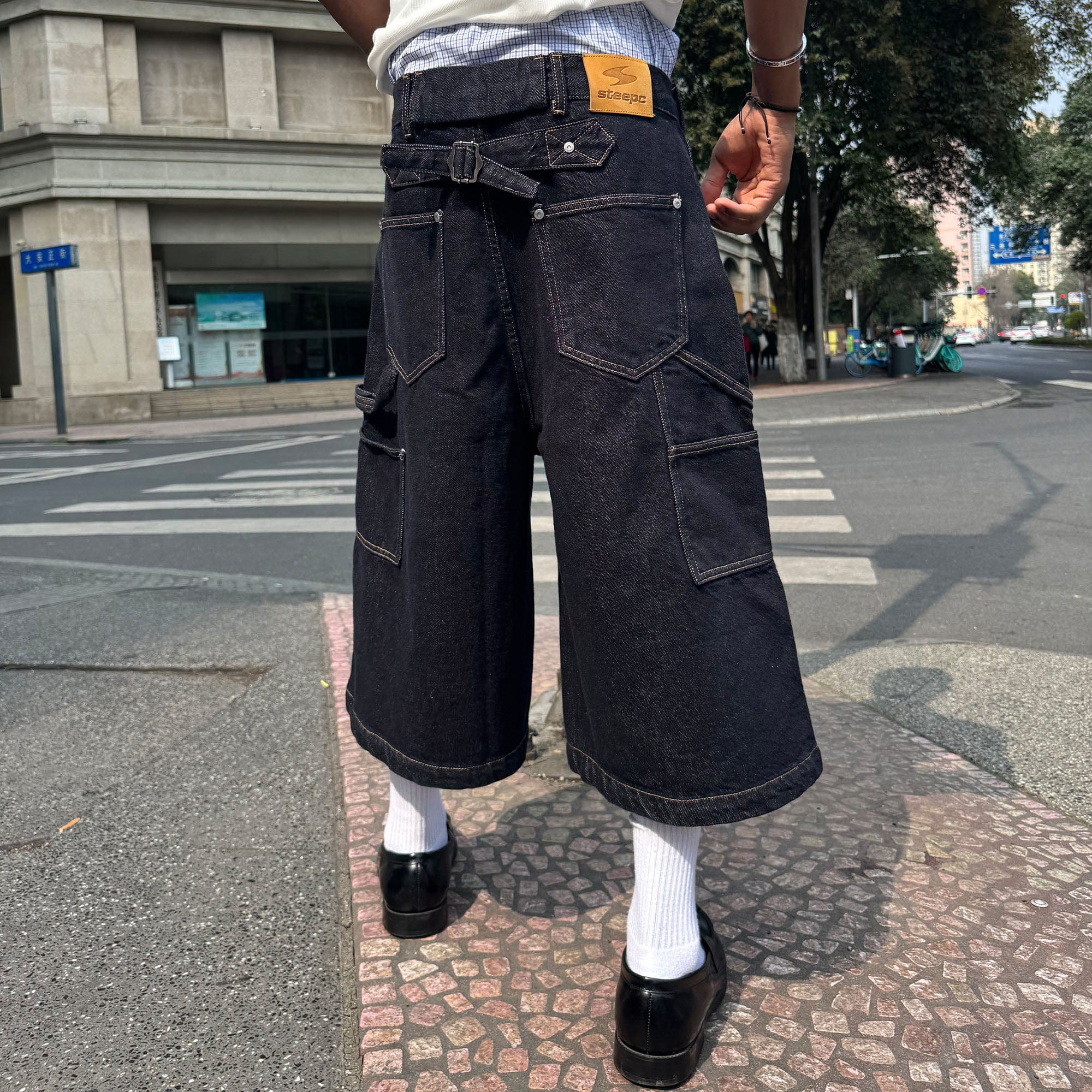 STEEPC Double-Knee Raw Denim Short, premium urban and streetwear designers apparel on PROJECTISR.com, STEEPC