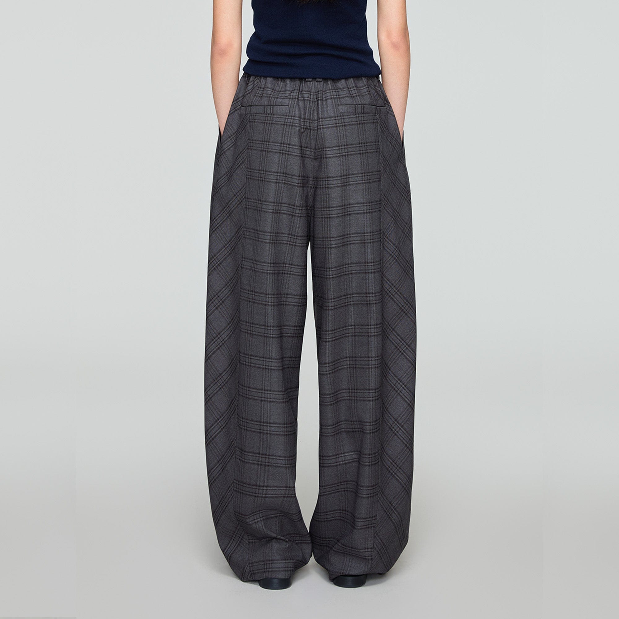 OPICLOTH Retro Paneled Plaid Drawstring Oversized Pants, premium urban and streetwear designers apparel on PROJECTISR.com, OPICLOTH