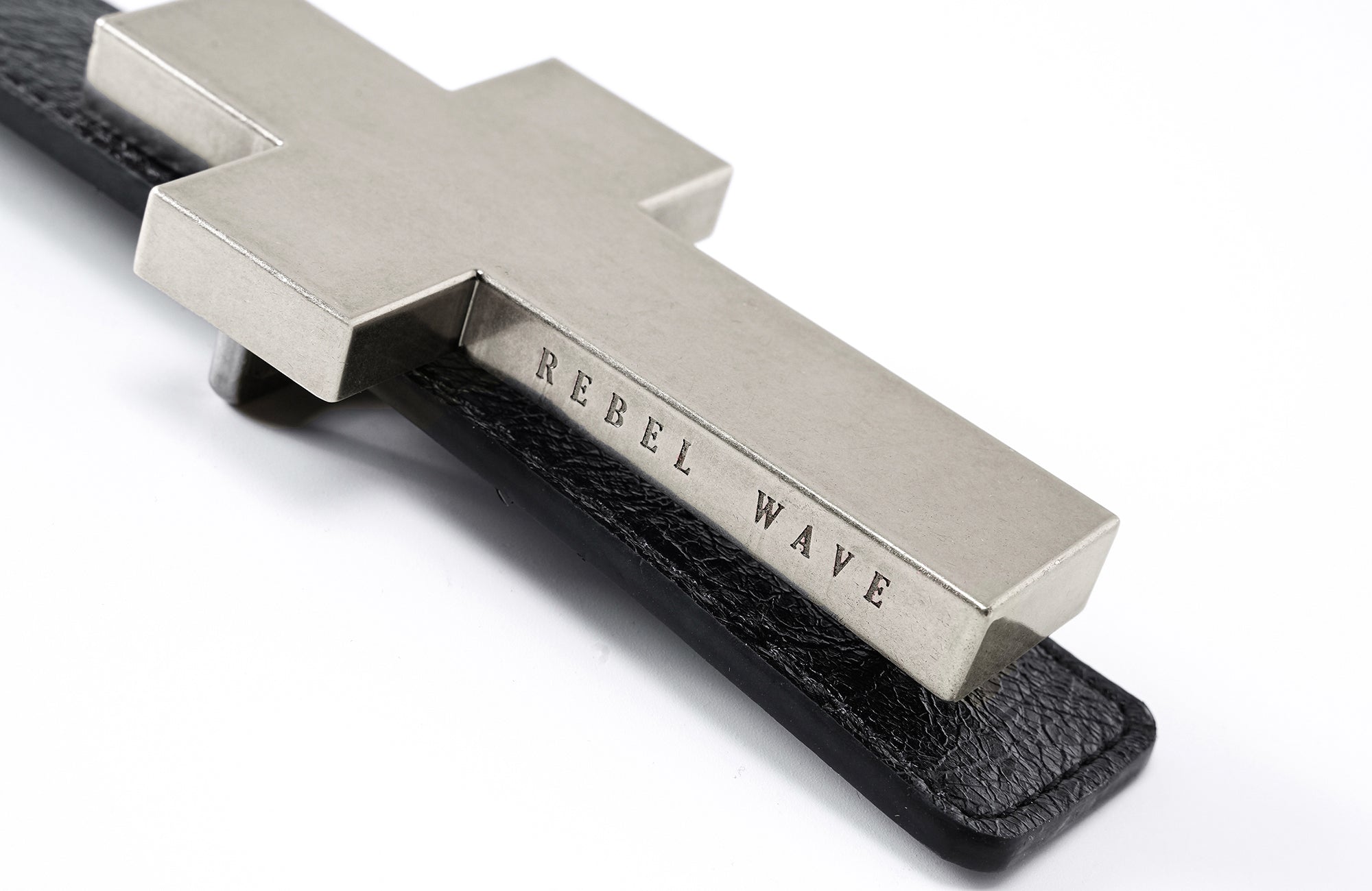 REBEL WAVE Cross Studded Leather Belt