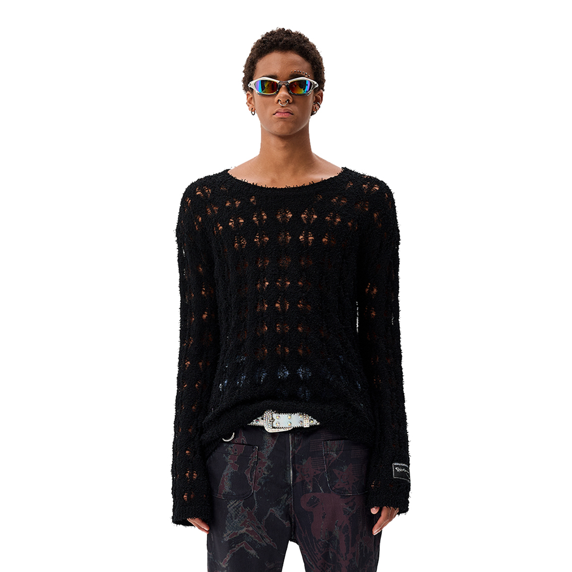 CYCYCY Punk Open-Knit Distressed Sweater