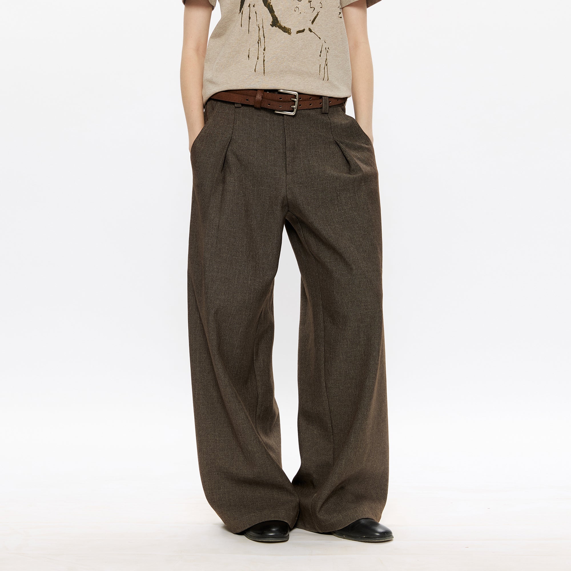 KREATE Classic Shadow Check Pleated Wide Trousers, premium urban and streetwear designers apparel on PROJECTISR.com, KREATE