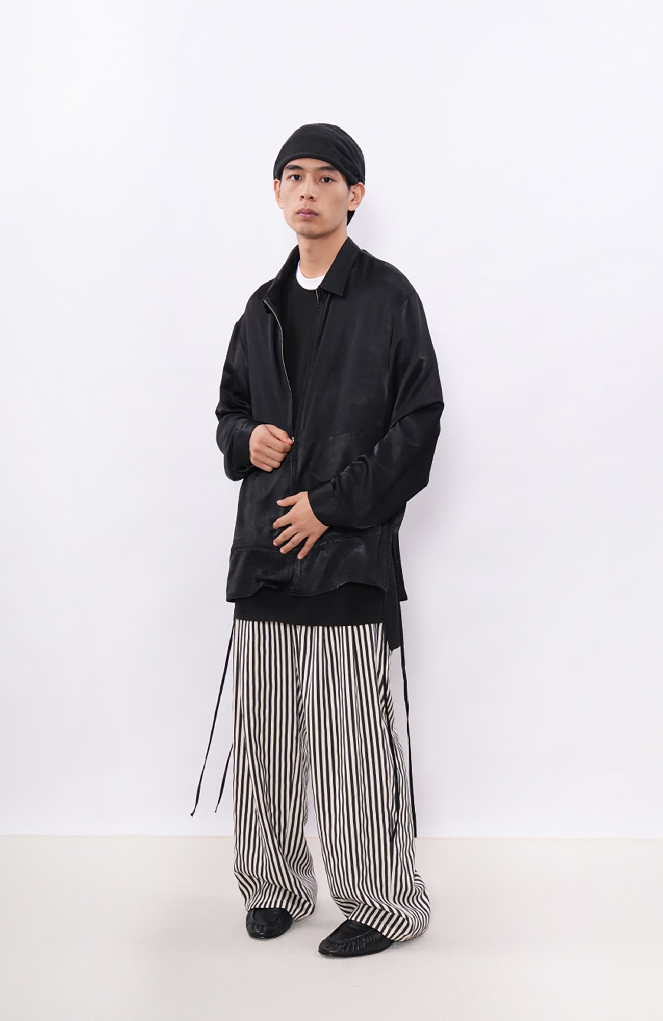 7440 37 1 Satin-Sheen Side-Drawstring Zip Shirt, premium urban and streetwear designers apparel on PROJECTISR.com, 7440 37 1