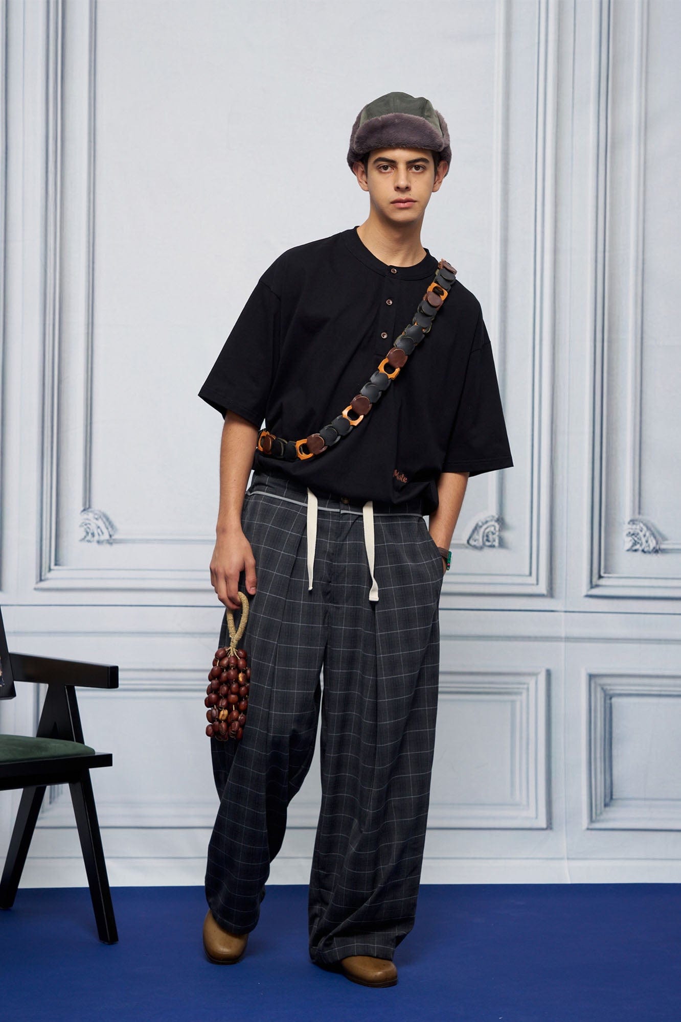 UNLIMITED MOTE Pleated Drawstring Wide-Leg Pants, premium urban and streetwear designers apparel on PROJECTISR.com, UNLIMITED MOTE