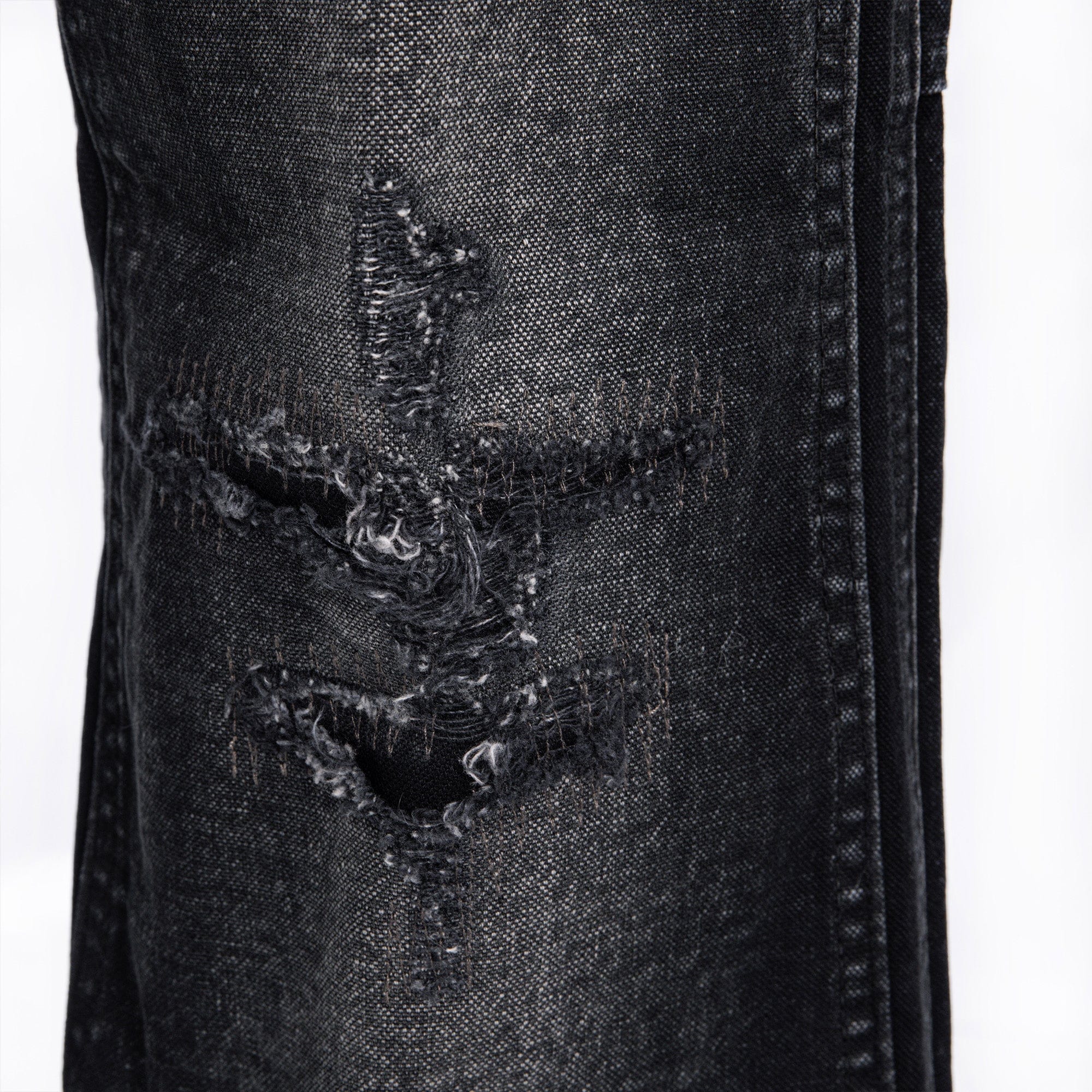 CATSSTAC Distressed Double-Knee Carpenter Straight-Leg Jeans Black, premium urban and streetwear designers apparel on PROJECTISR.com, CATSSTAC