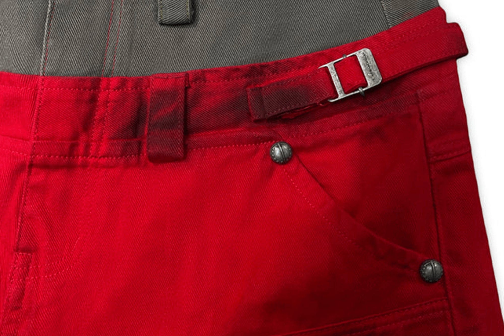 TECNINEGROUP Washed Detachable Reflective Firefighter Cargo Pants Red, premium urban and streetwear designers apparel on PROJECTISR.com, TECNINEGROUP
