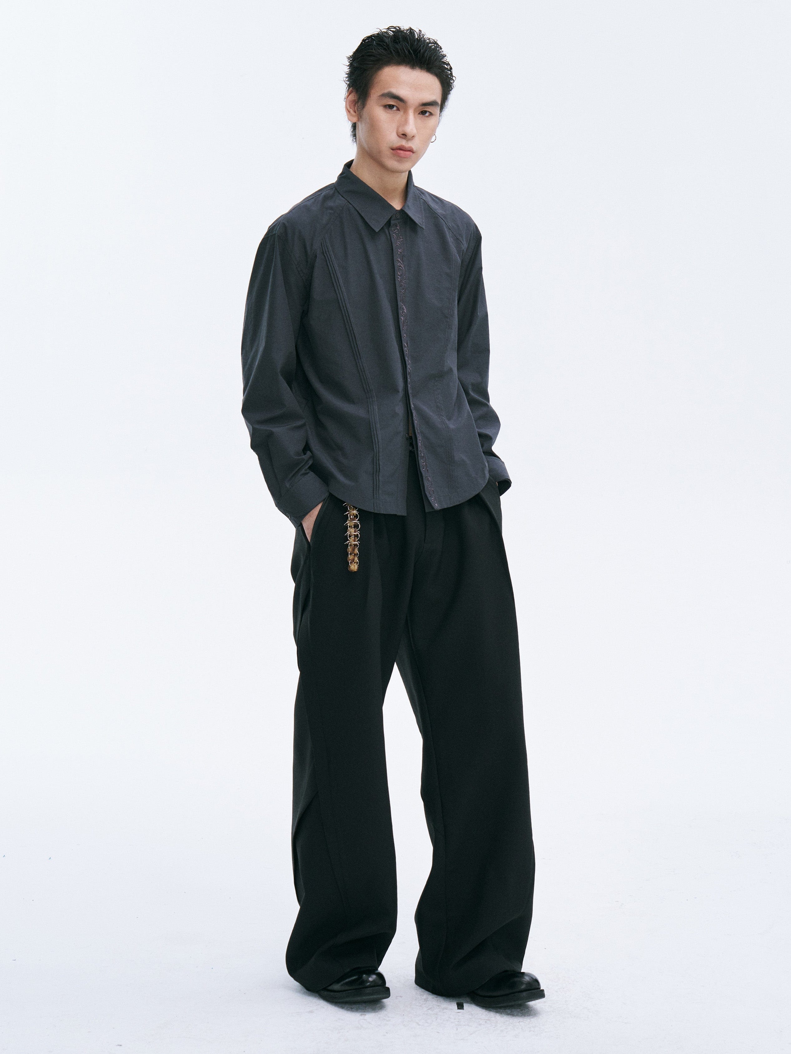CATSSTAC Layered Seamline Floral Embroidered Shirt, premium urban and streetwear designers apparel on PROJECTISR.com, CATSSTAC