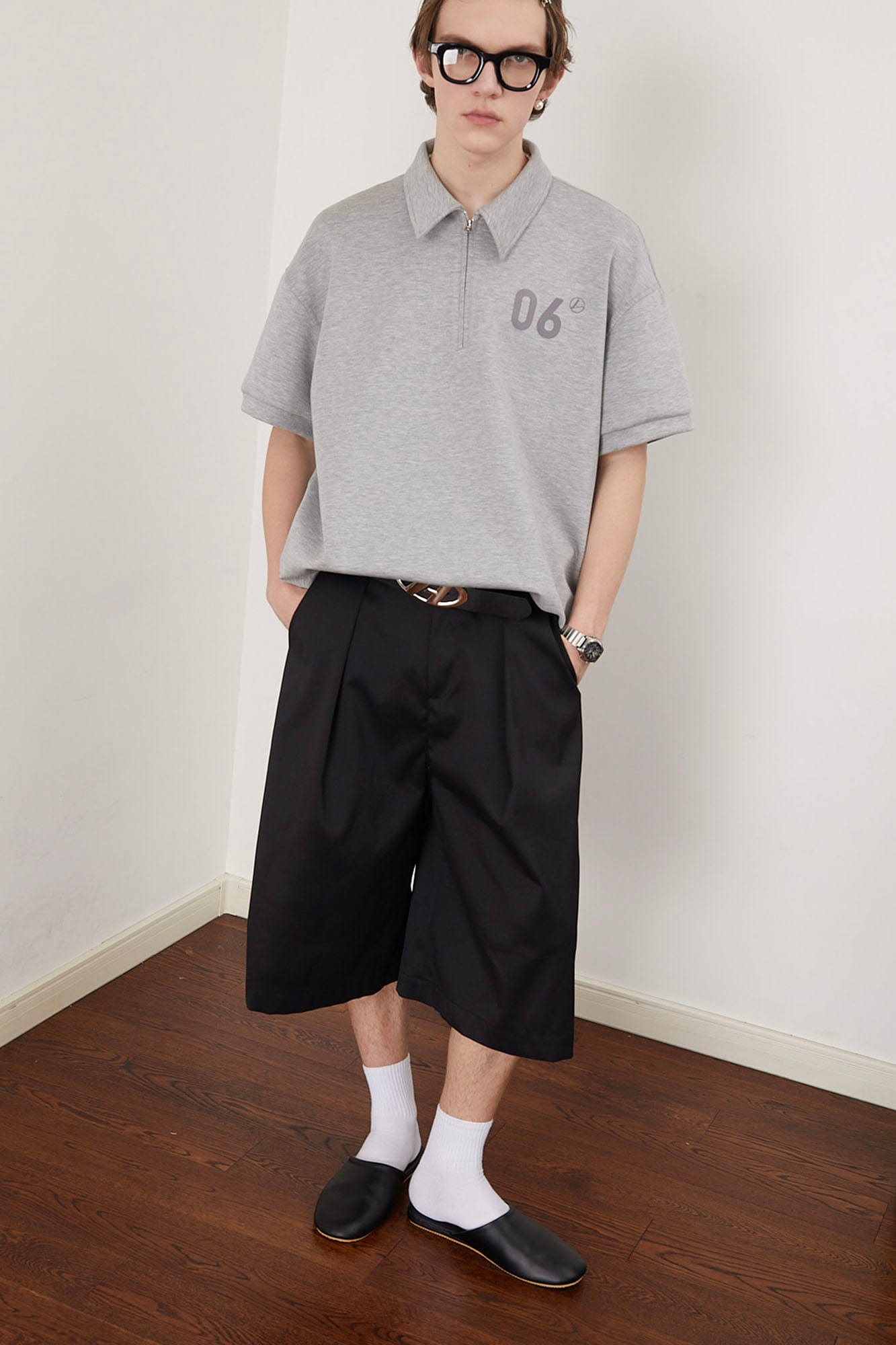 ASSEEN Pleated Wide-Leg Bermuda Shorts, premium urban and streetwear designers apparel on PROJECTISR.com, ASSEEN
