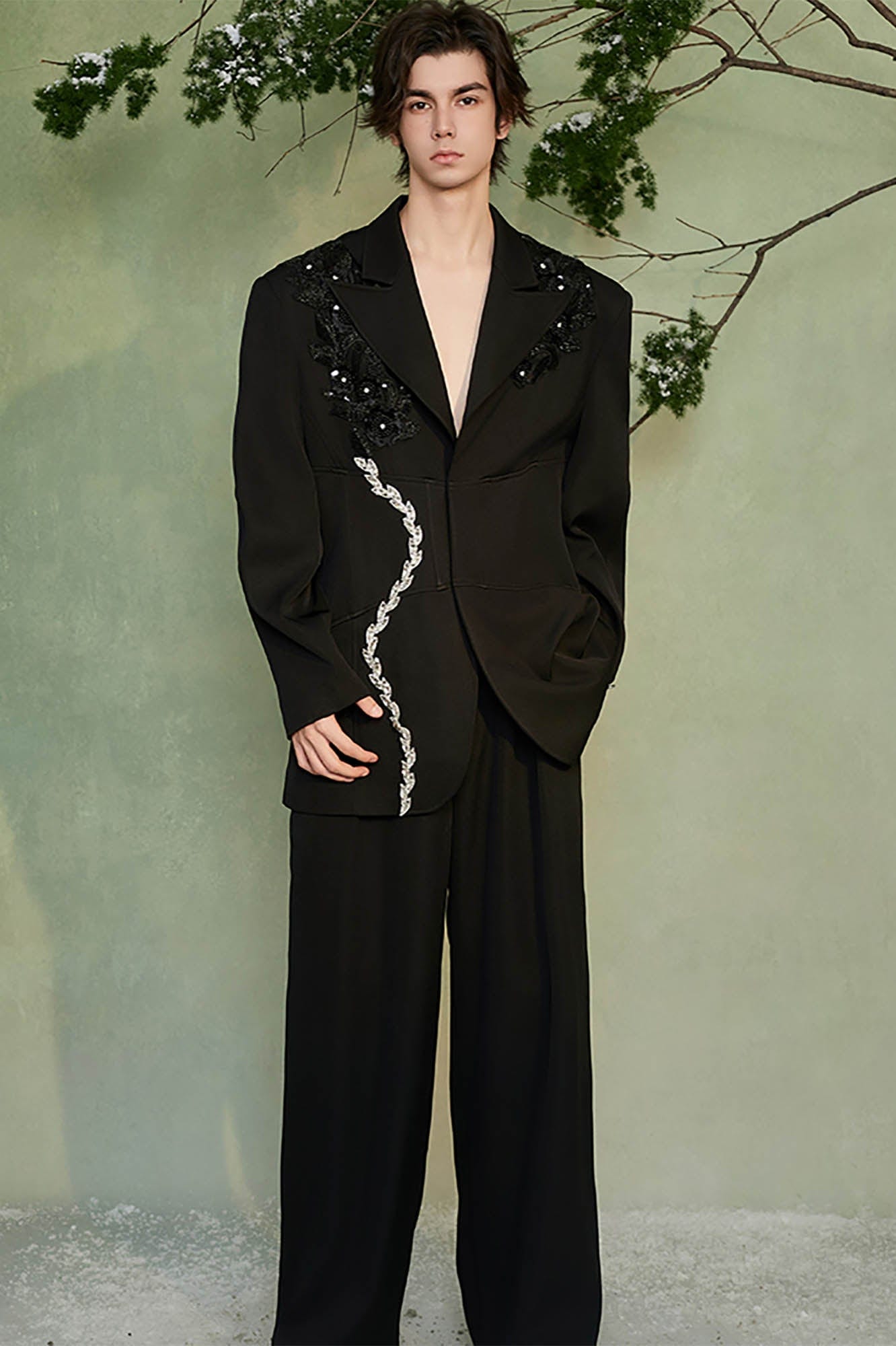 JIECHI The Midnight Floral Blazer, premium urban and streetwear designers apparel on PROJECTISR.com, JIECHI