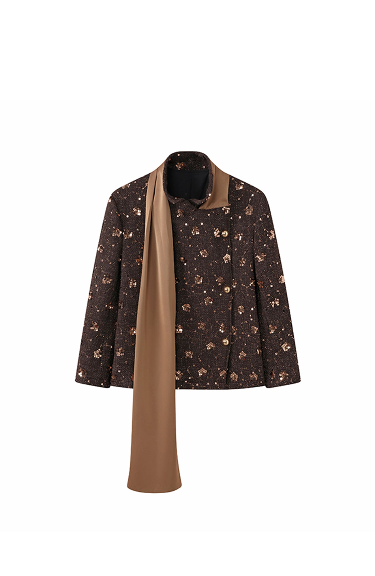 JIECHI Sequin Embroidered Satin Shawl Blazer