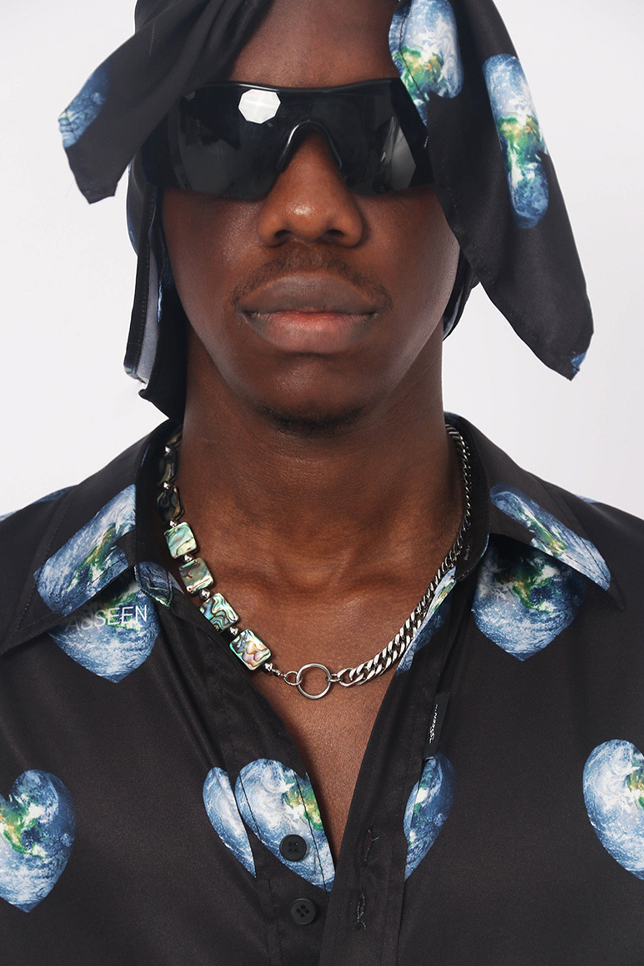 ASSEEN Iridescent Shell-Titanium-Steel Necklace, premium urban and streetwear designers apparel on PROJECTISR.com, ASSEEN