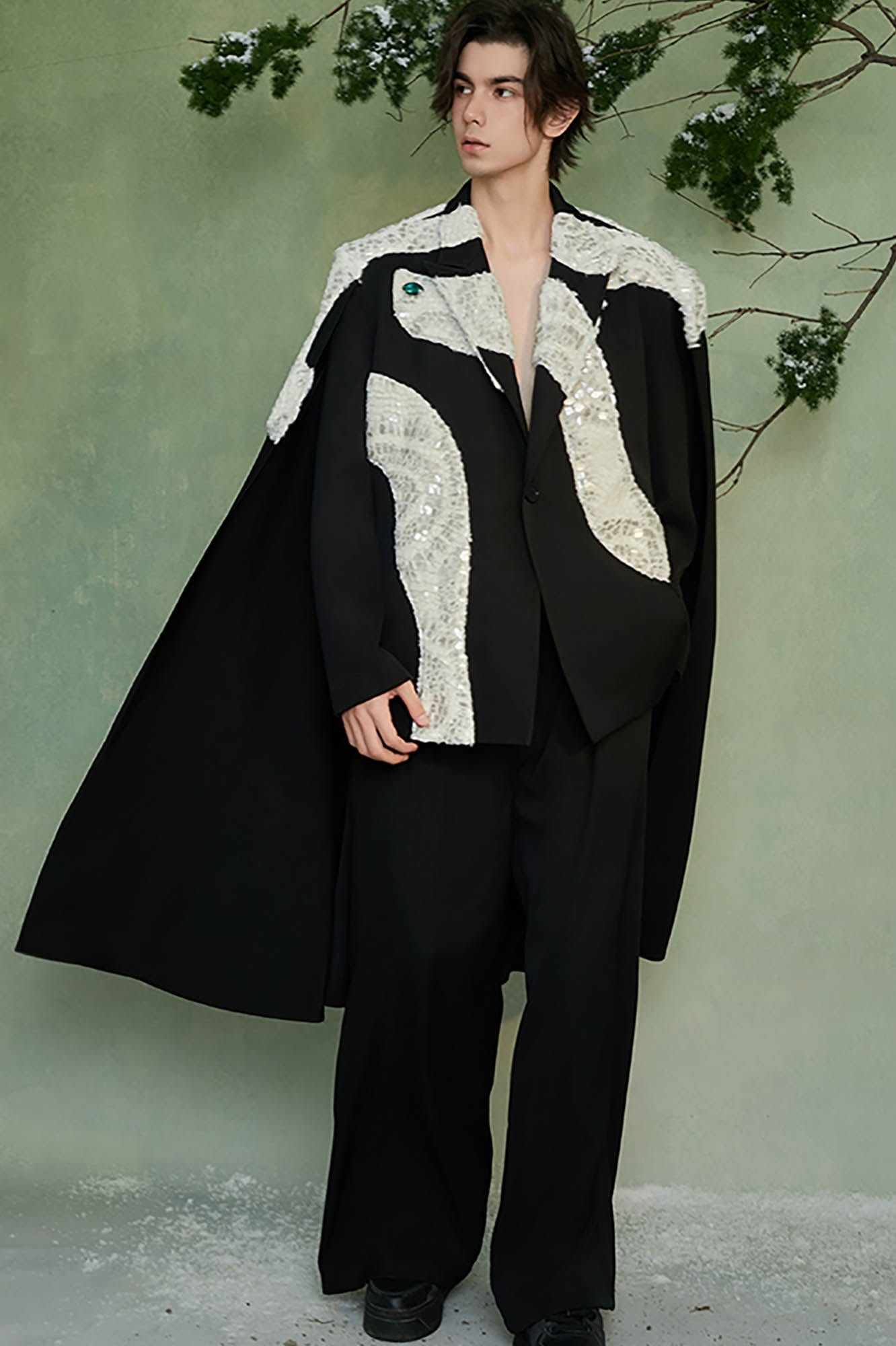 JIECHI The Snake Cape Blazer, premium urban and streetwear designers apparel on PROJECTISR.com, JIECHI