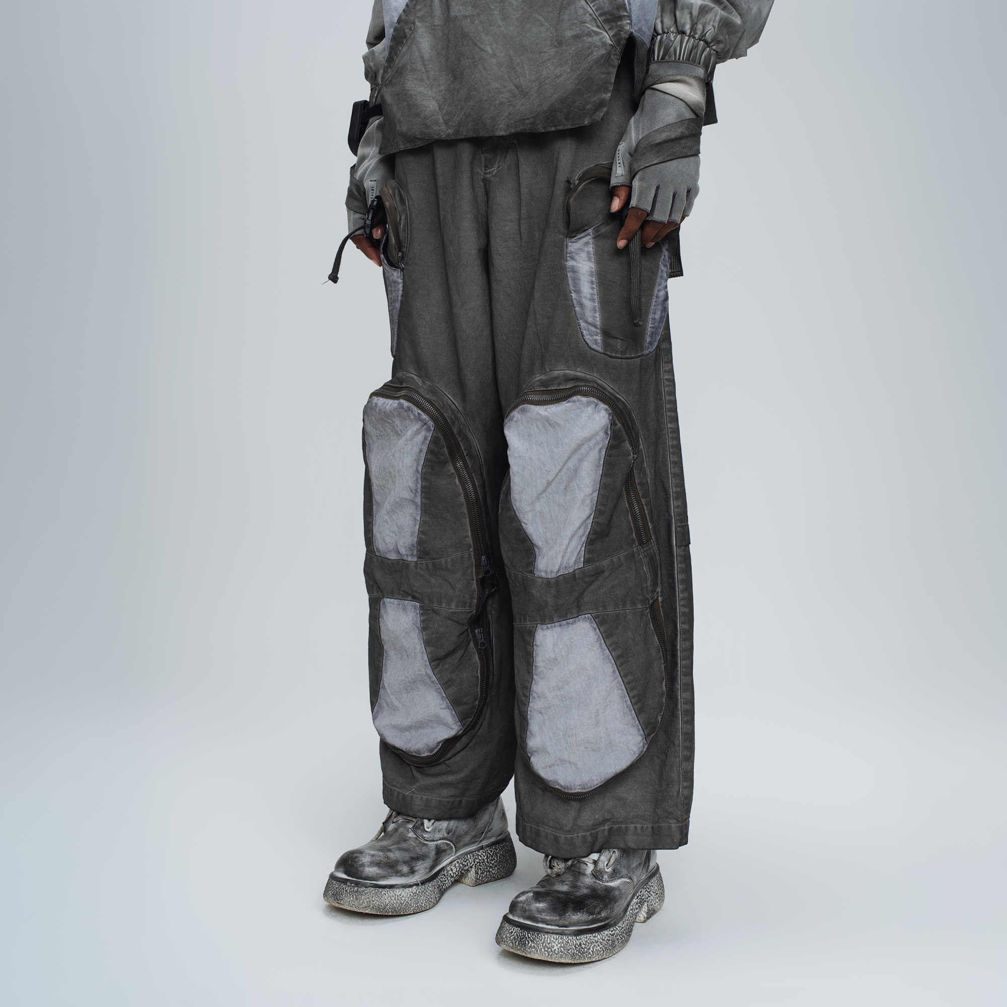 STEAM Multi-Pocket Spliced Parachute Cargo Pants