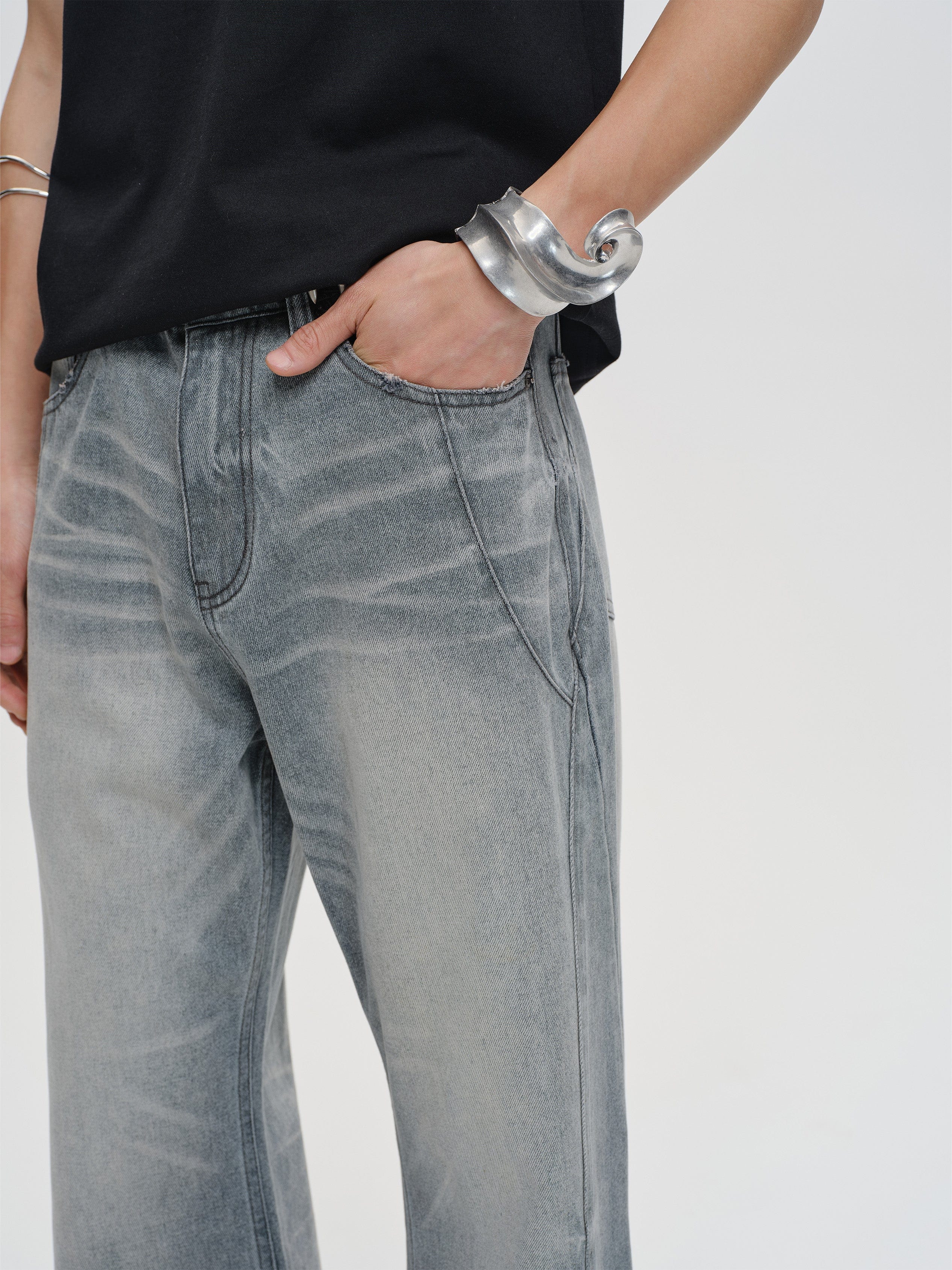 CATSSTAC Retro Mist-Washed Straight-Leg Jeans