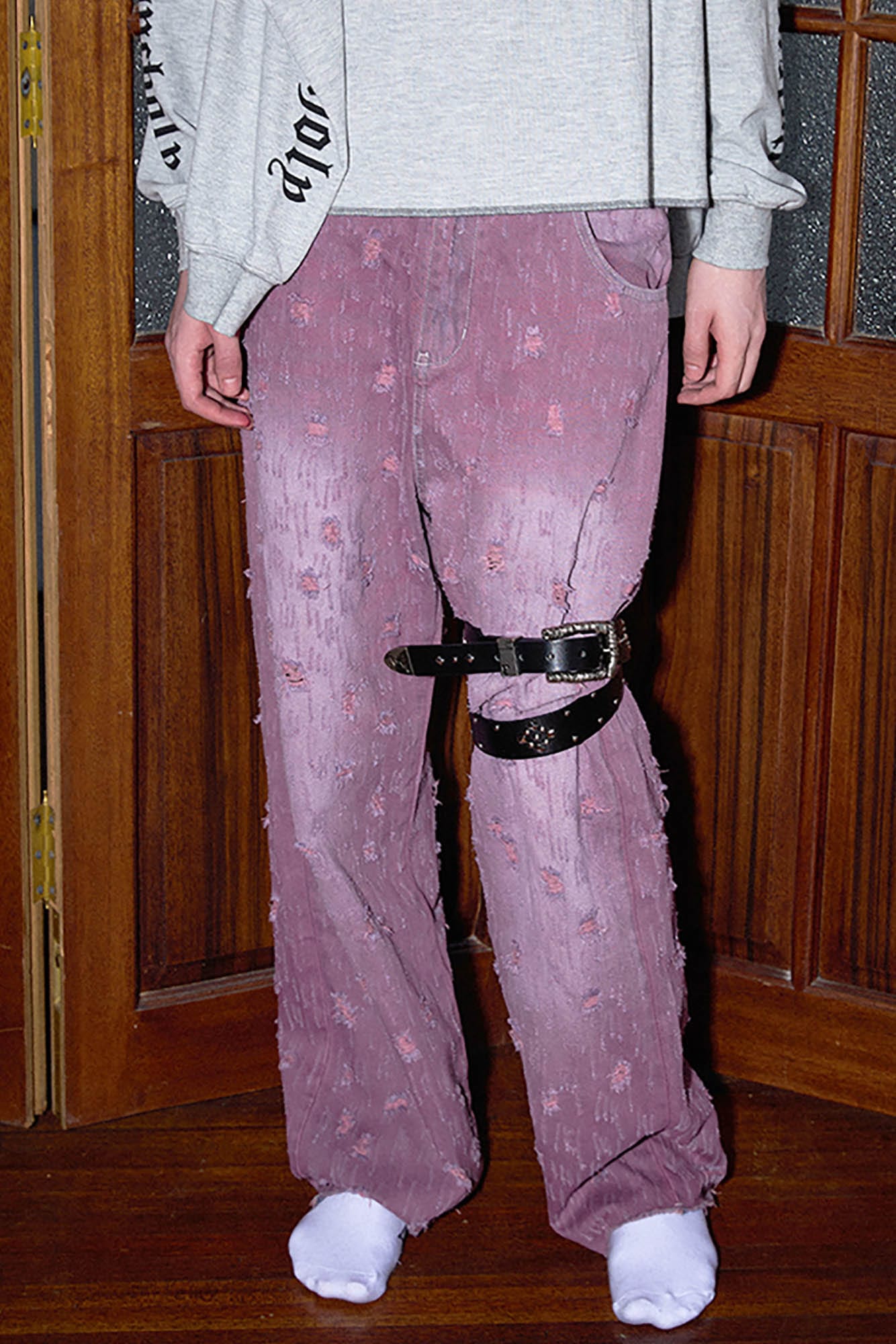 RICHILL Distressed Scratch Straight-Leg Jeans, premium urban and streetwear designers apparel on PROJECTISR.com, RICHILL