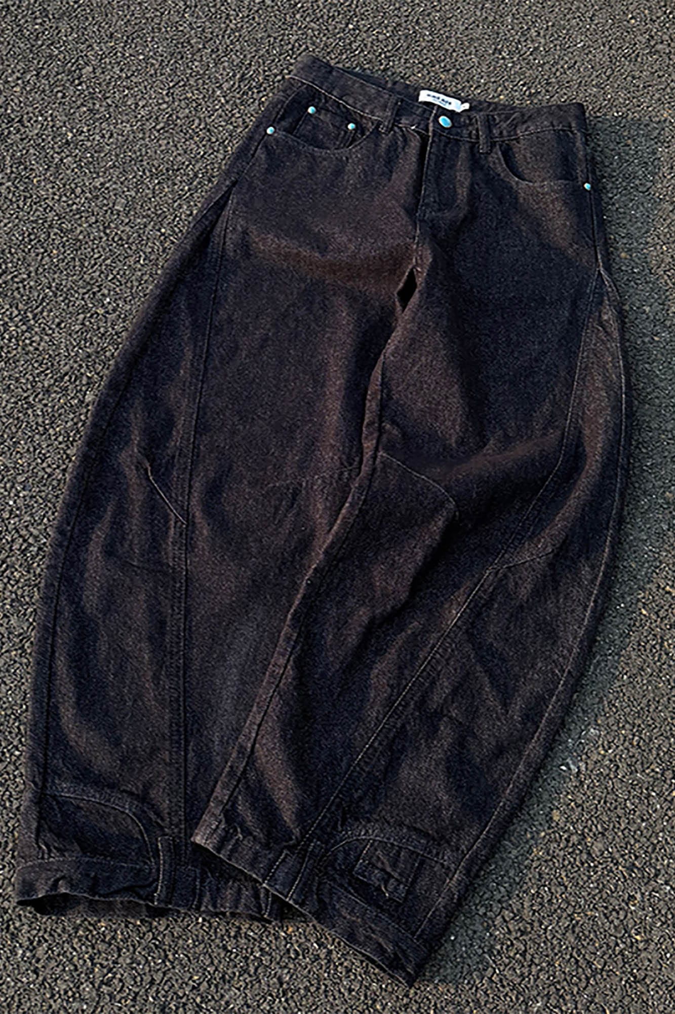 KREATE Reversed Panel Turquoise Rivet Jeans, premium urban and streetwear designers apparel on PROJECTISR.com, KREATE