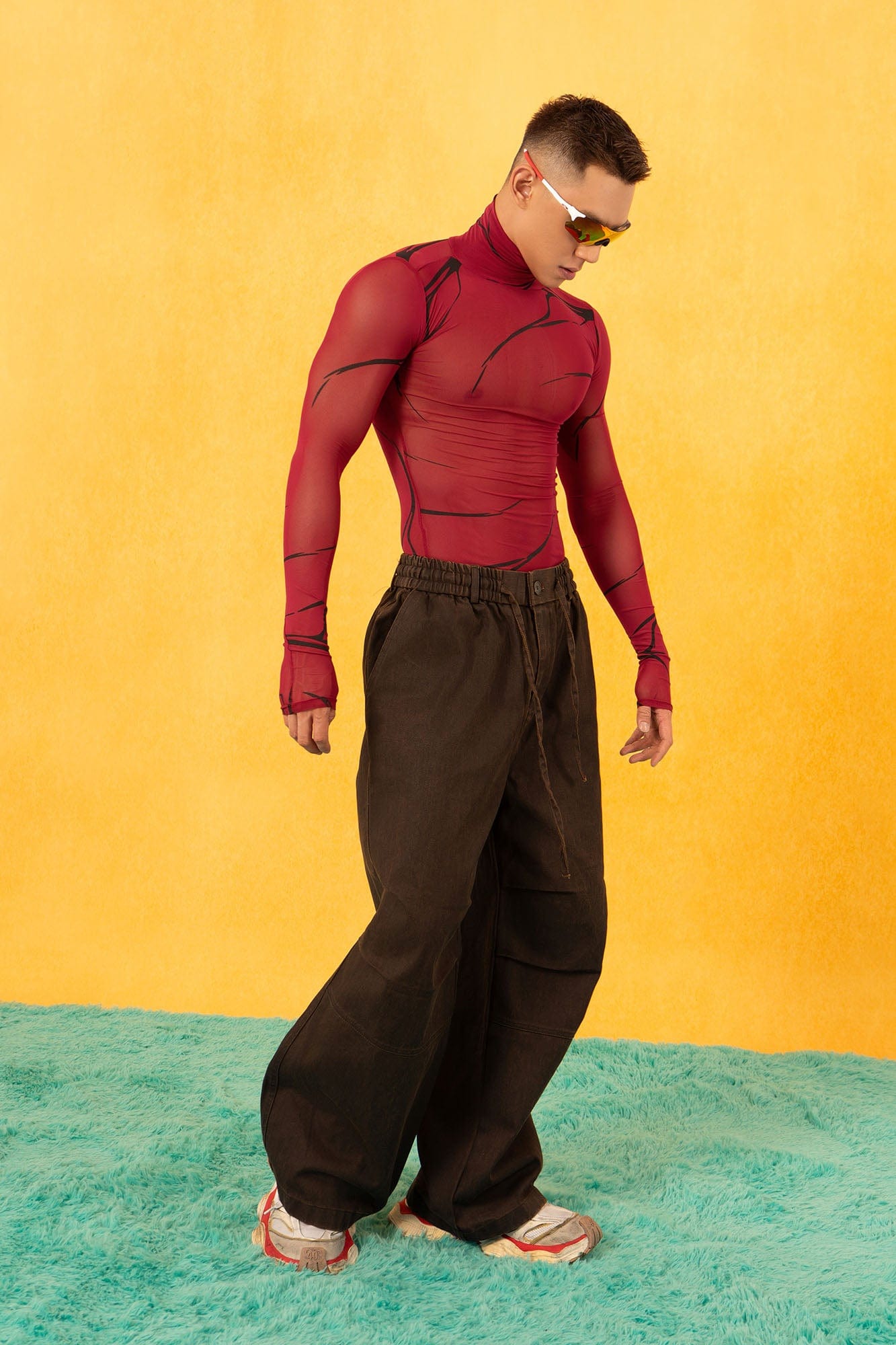 CLP Retro Pleated Knee Drawstring Oversized Jeans, premium urban and streetwear designers apparel on PROJECTISR.com, CLP