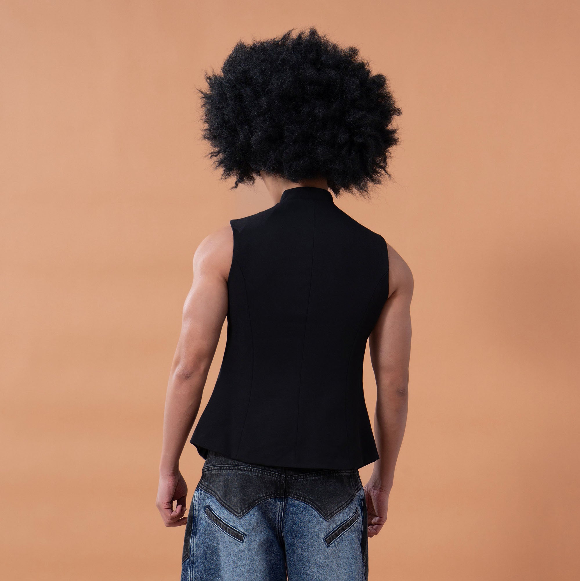 CLP Mandarin-Collar Curved-Placket Button Vest, premium urban and streetwear designers apparel on PROJECTISR.com, CLP