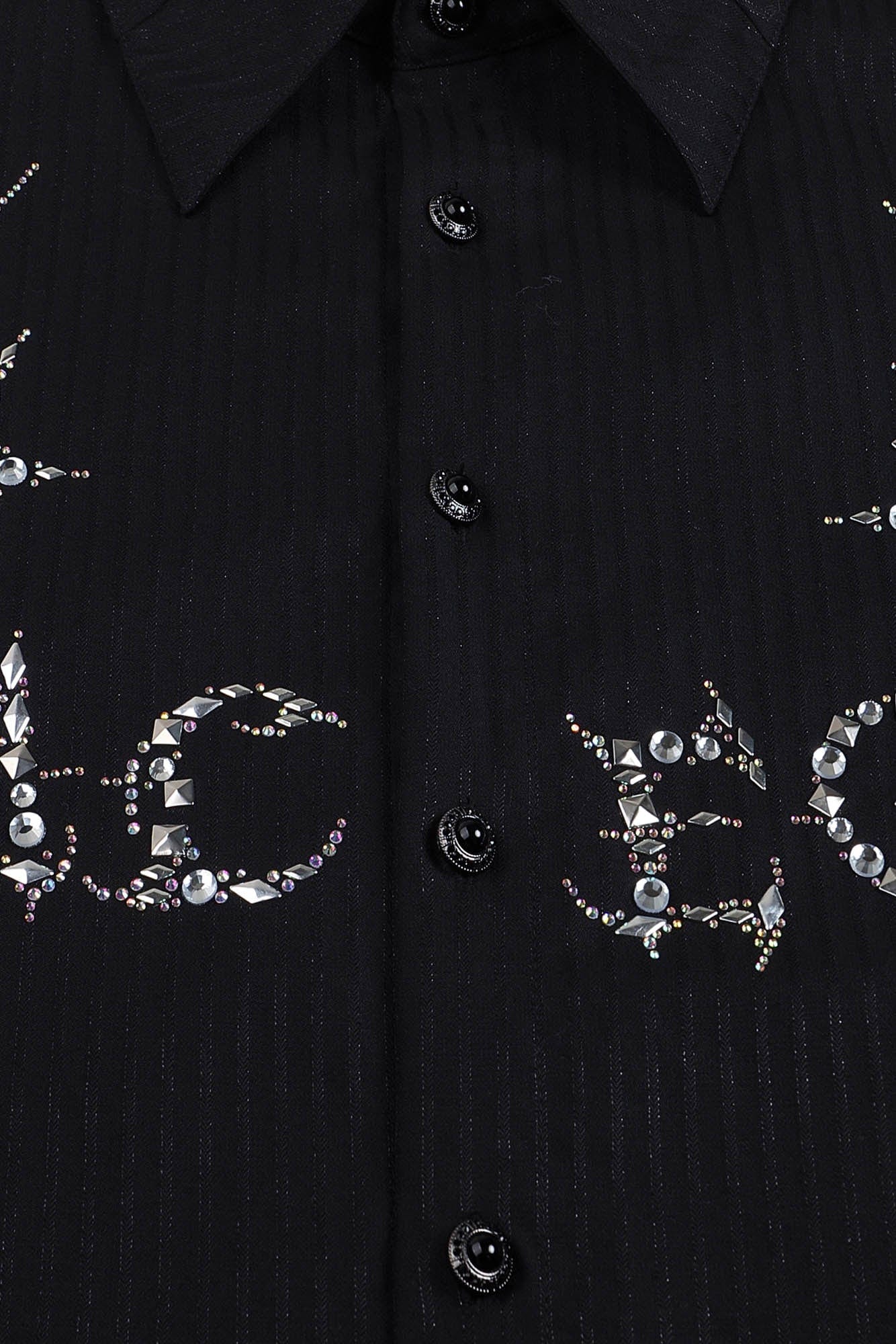 FACEONLAB Pinstriped Rivet Diamond Shirt, premium urban and streetwear designers apparel on PROJECTISR.com, FACEONLAB