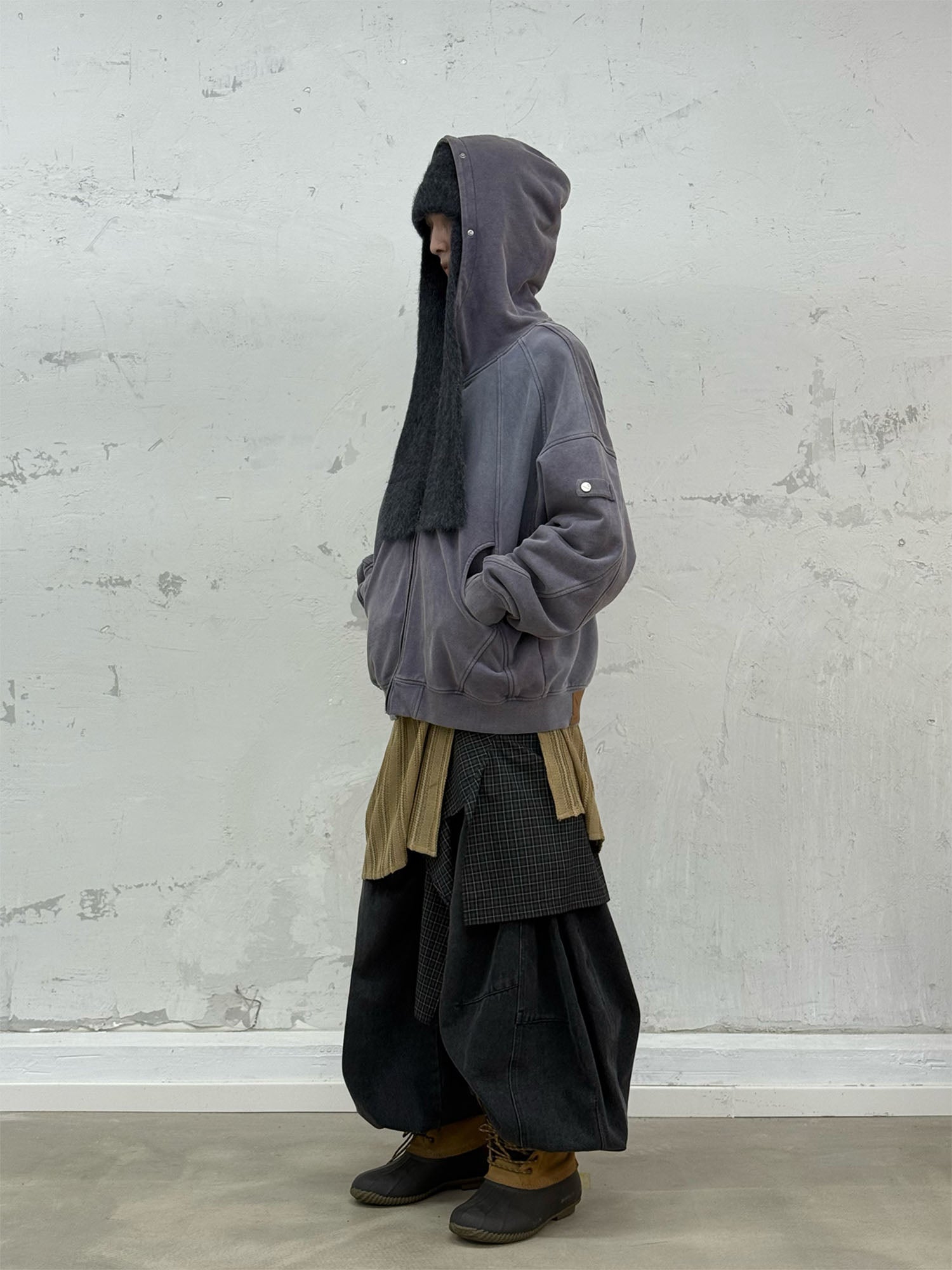 RELABEL Gradient Washed Panel Hooded Jacket Purple