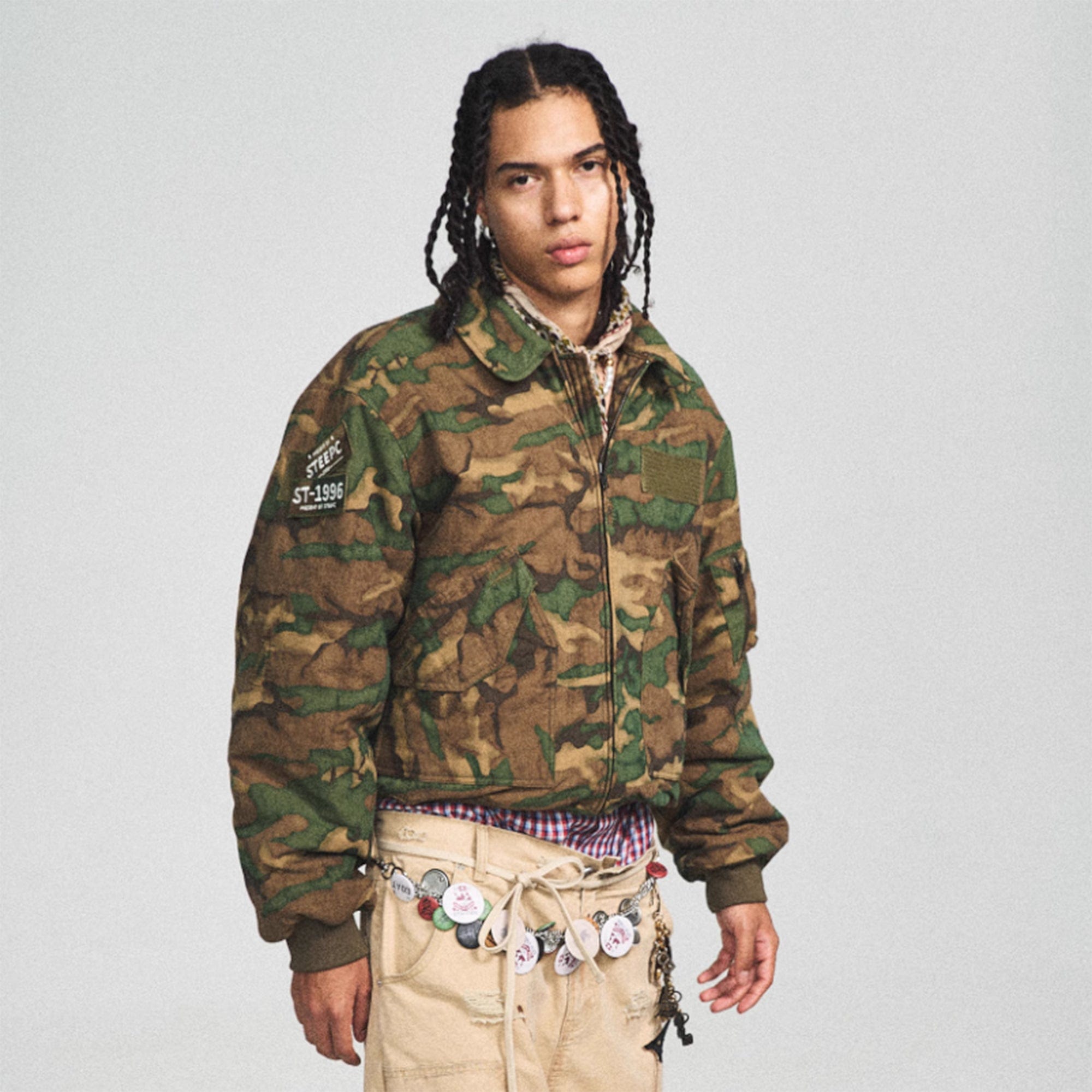 STEEPC Camo MA2 Multi-Pocket Patchwork Reversible Jacket, premium urban and streetwear designers apparel on PROJECTISR.com, STEEPC