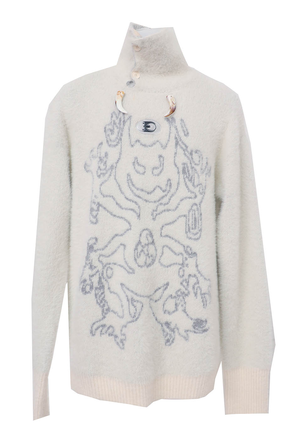 EMBRYO Devil Mohair Bone Turtleneck Sweater, premium urban and streetwear designers apparel on PROJECTISR.com, EMBRYO