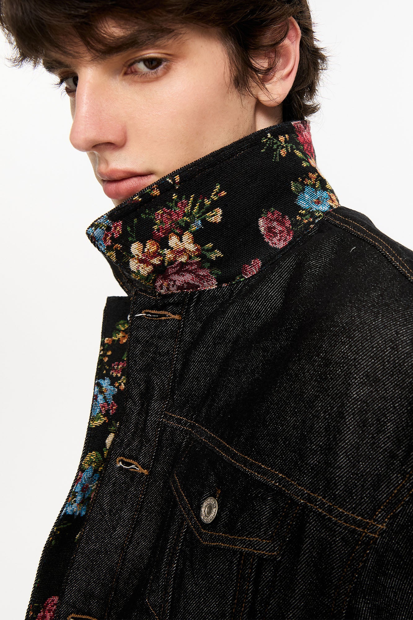 KREATE Floral Lined Stitched Denim Jacket, premium urban and streetwear designers apparel on PROJECTISR.com, KREATE