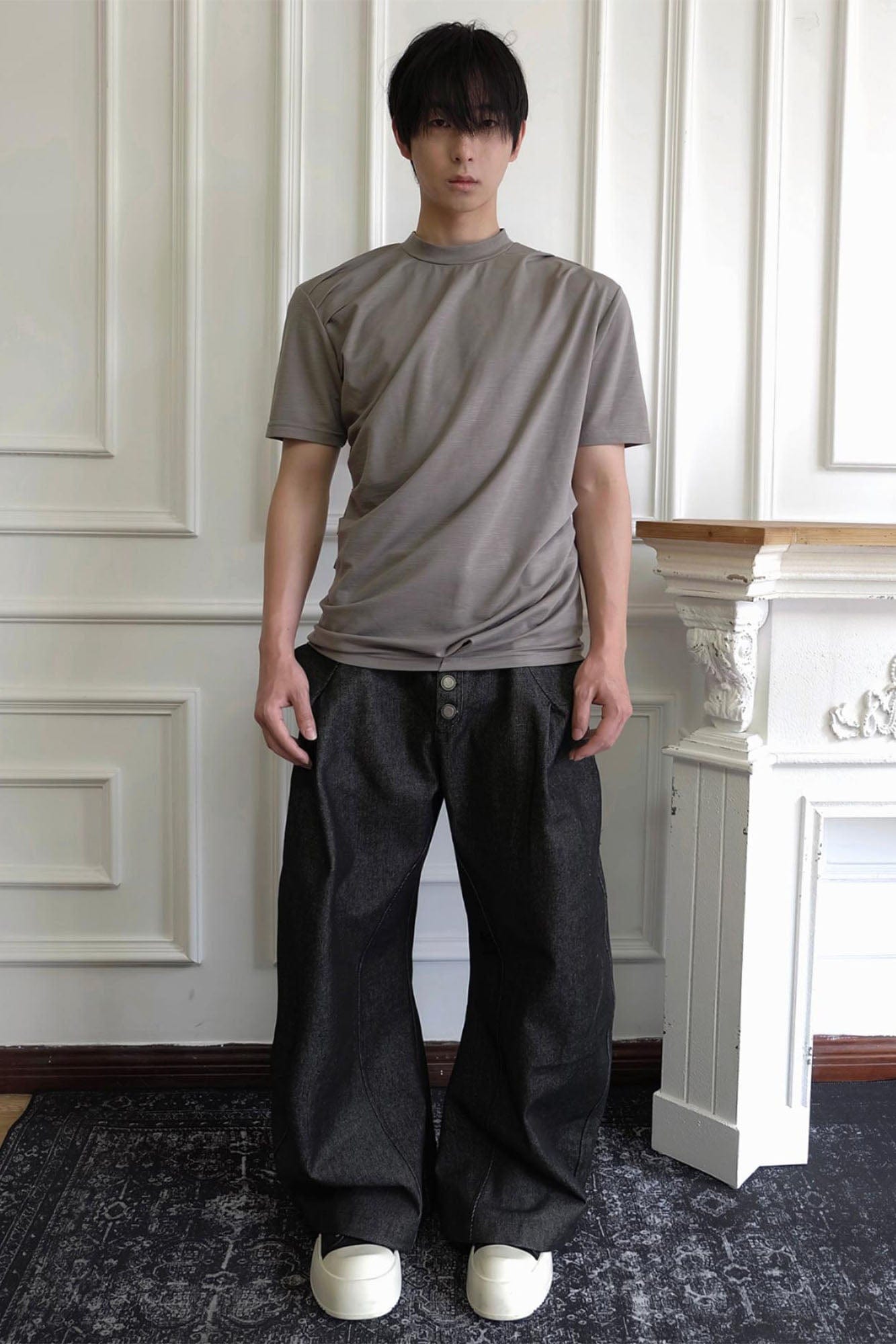 SSIN7 Essential Drape Texture Mock T-Shirt, premium urban and streetwear designers apparel on PROJECTISR.com, SSIN7