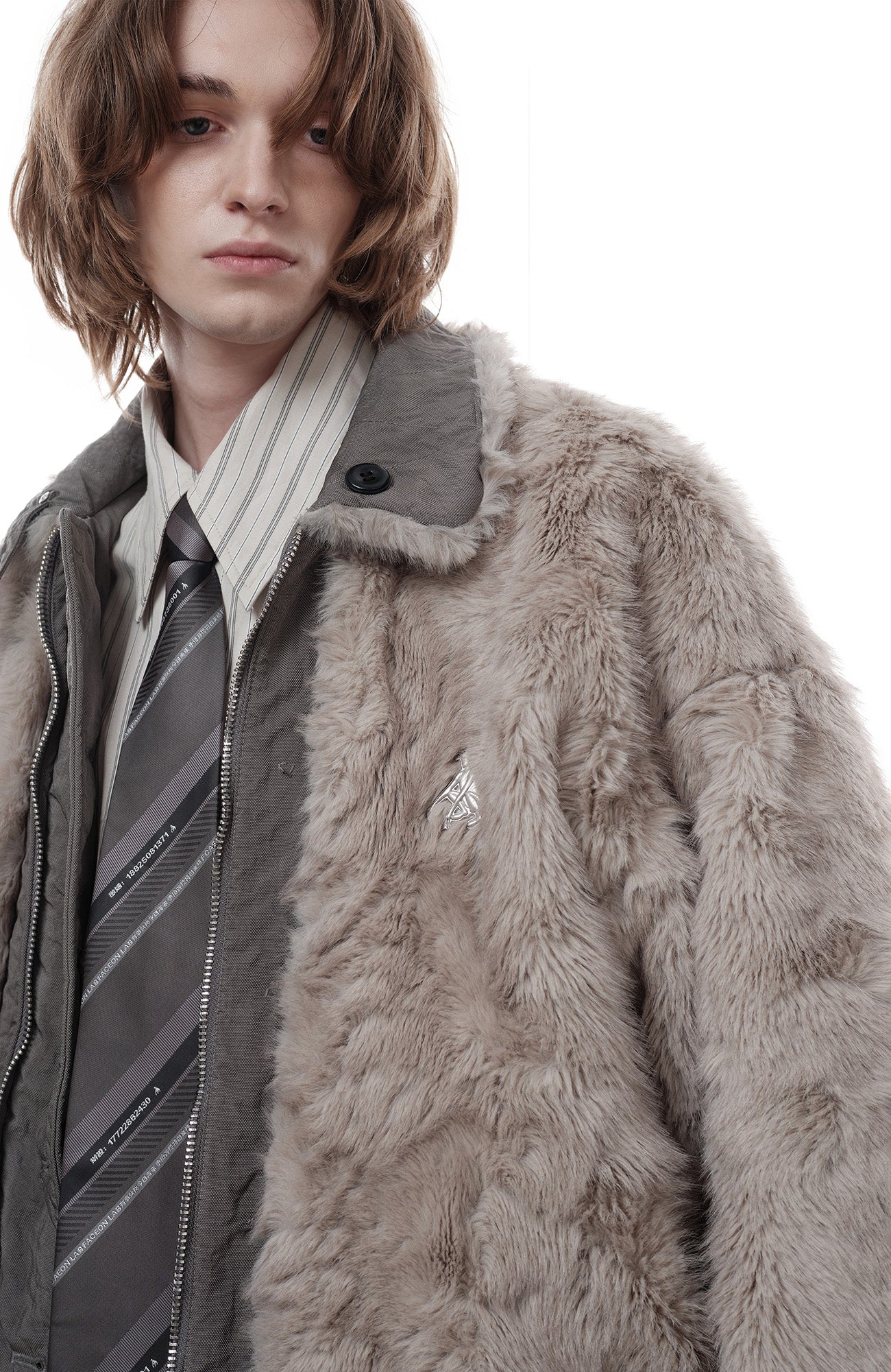 FACEONLAB Reversible Fleece Collar Deck Jacket Gray