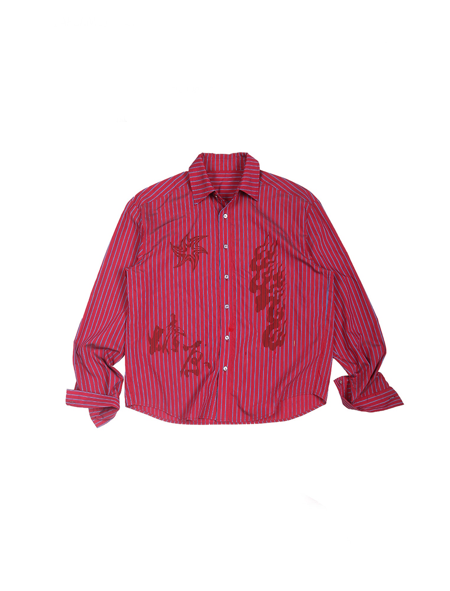 TRECLUB Tencel-Blend Flame Graphic Pinstripe Shirt