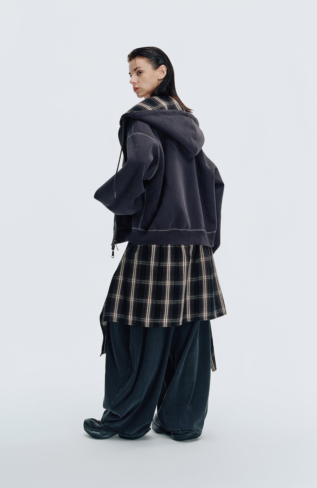HAHAHA STUDIOS Plaid Reversible Hooded Jacket